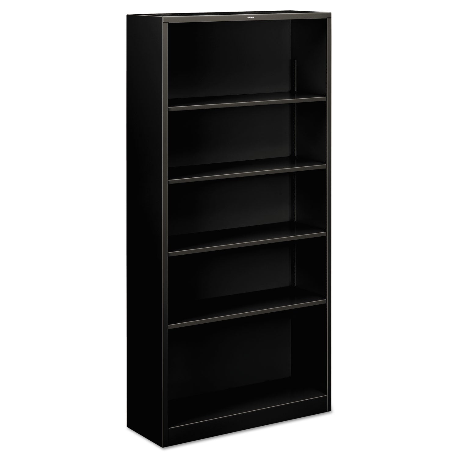HON Metal Bookcase, Five-Shelf, 34.5w x 12.63w x 71h, Black