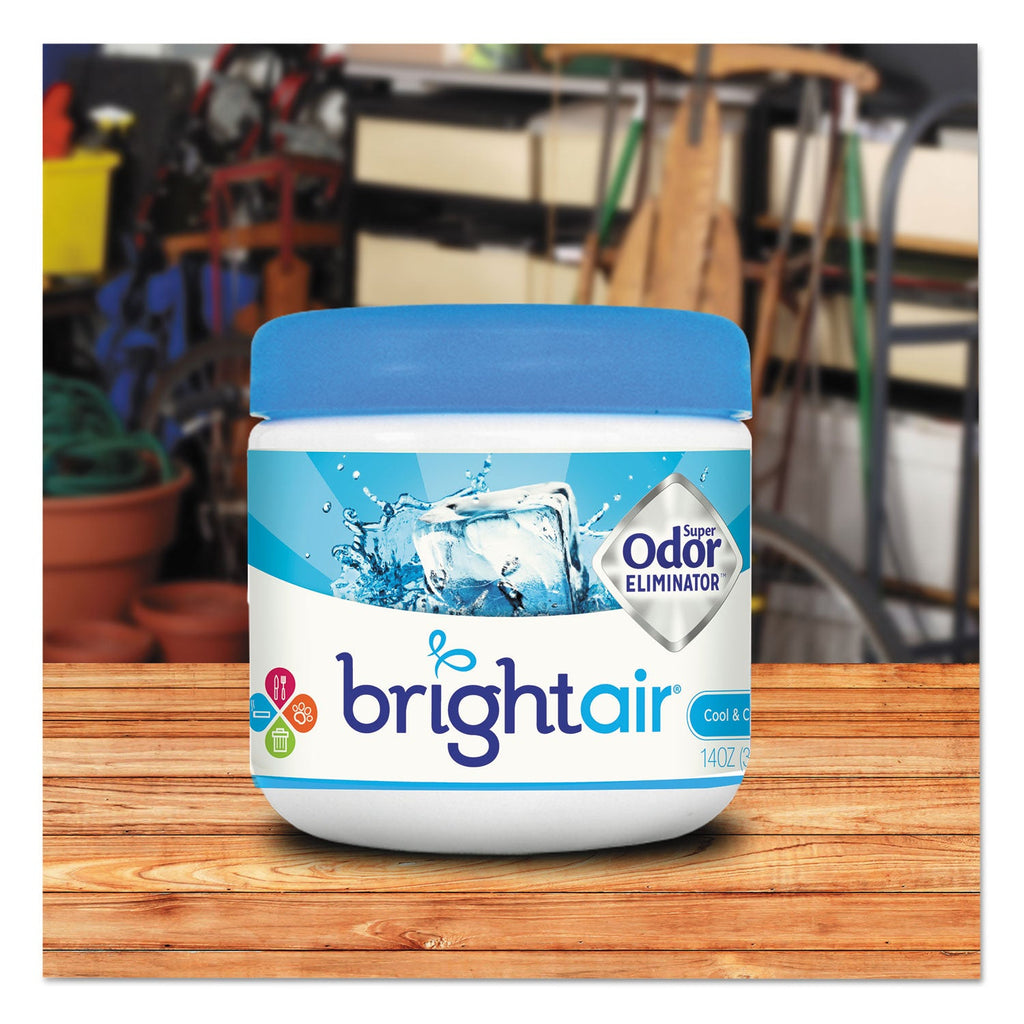 BRIGHT Air Super Odor Eliminator, Cool and Clean, Blue, 14 oz Jar, 6/Carton