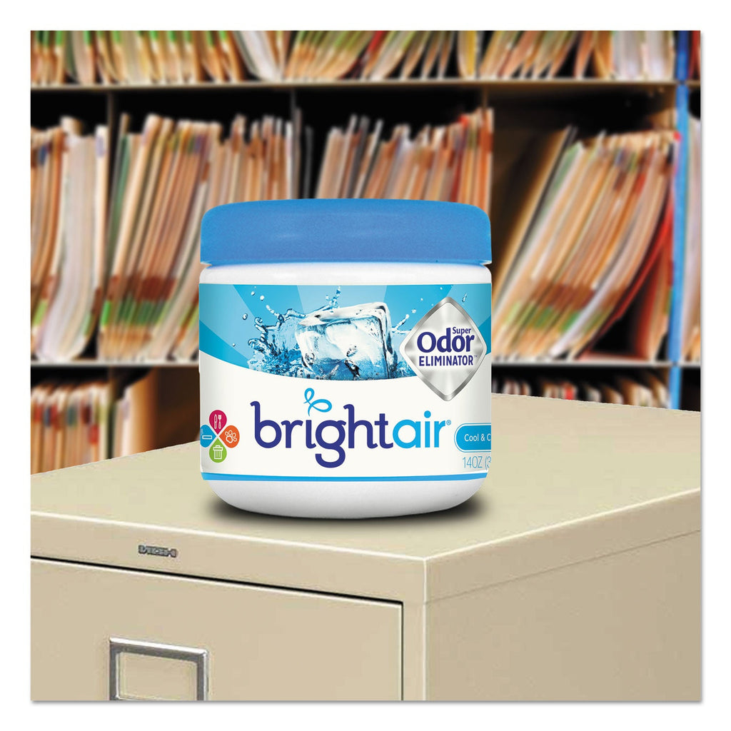 BRIGHT Air Super Odor Eliminator, Cool and Clean, Blue, 14 oz Jar, 6/Carton