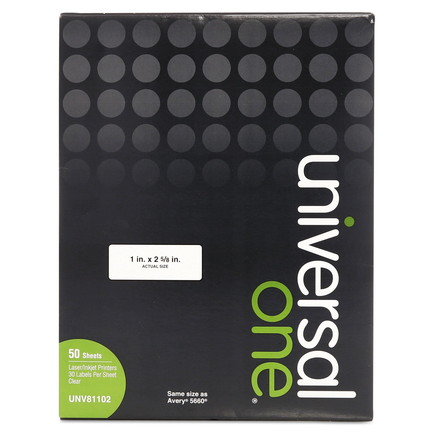 Universal Deluxe Clear Labels, Inkjet/Laser Printers, 1 x 2.63, Clear, 30/Sheet, 50 Sheets/Box