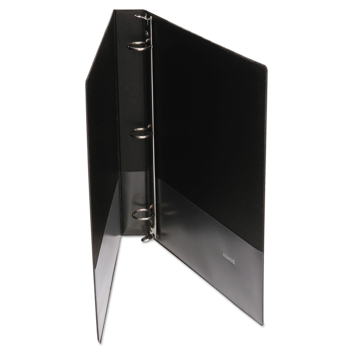 Universal Economy Non-View Round Ring Binder, 3 Rings, 0.5" Capacity, 11 x 8.5, Black
