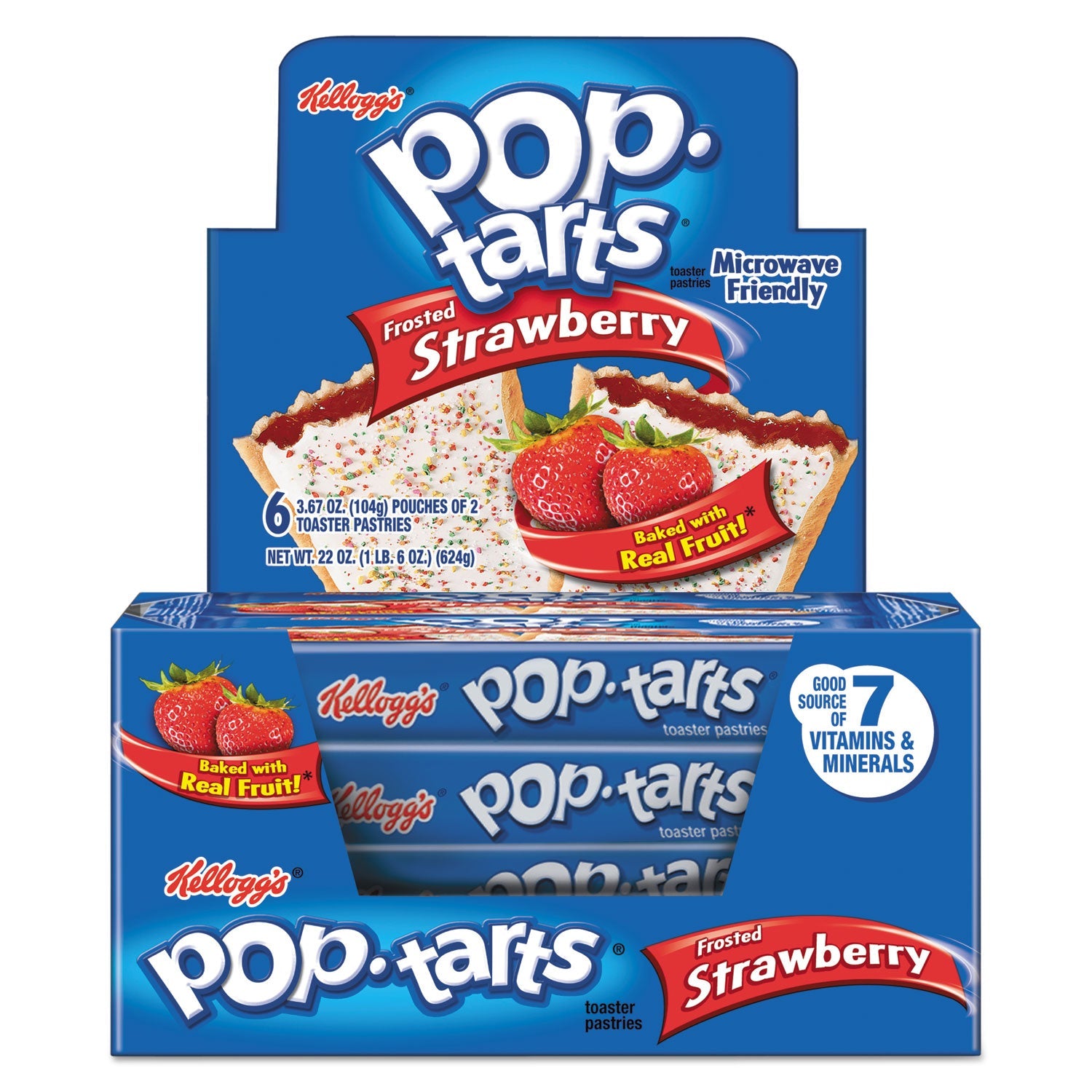 Kellogg's Pop Tarts, Frosted Strawberry, 3.67 oz, 2/Pack, 6 Packs/Box