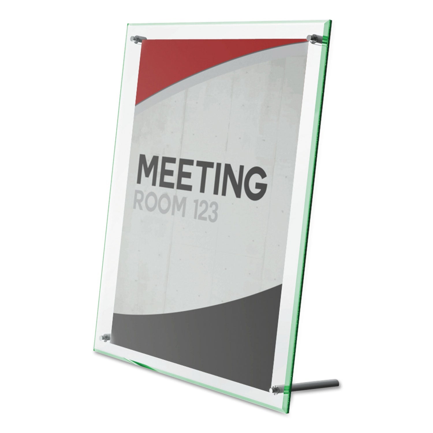 deflecto Superior Image Beveled Edge Sign Holder, Letter Insert, Clear/Green-Tinted Edges