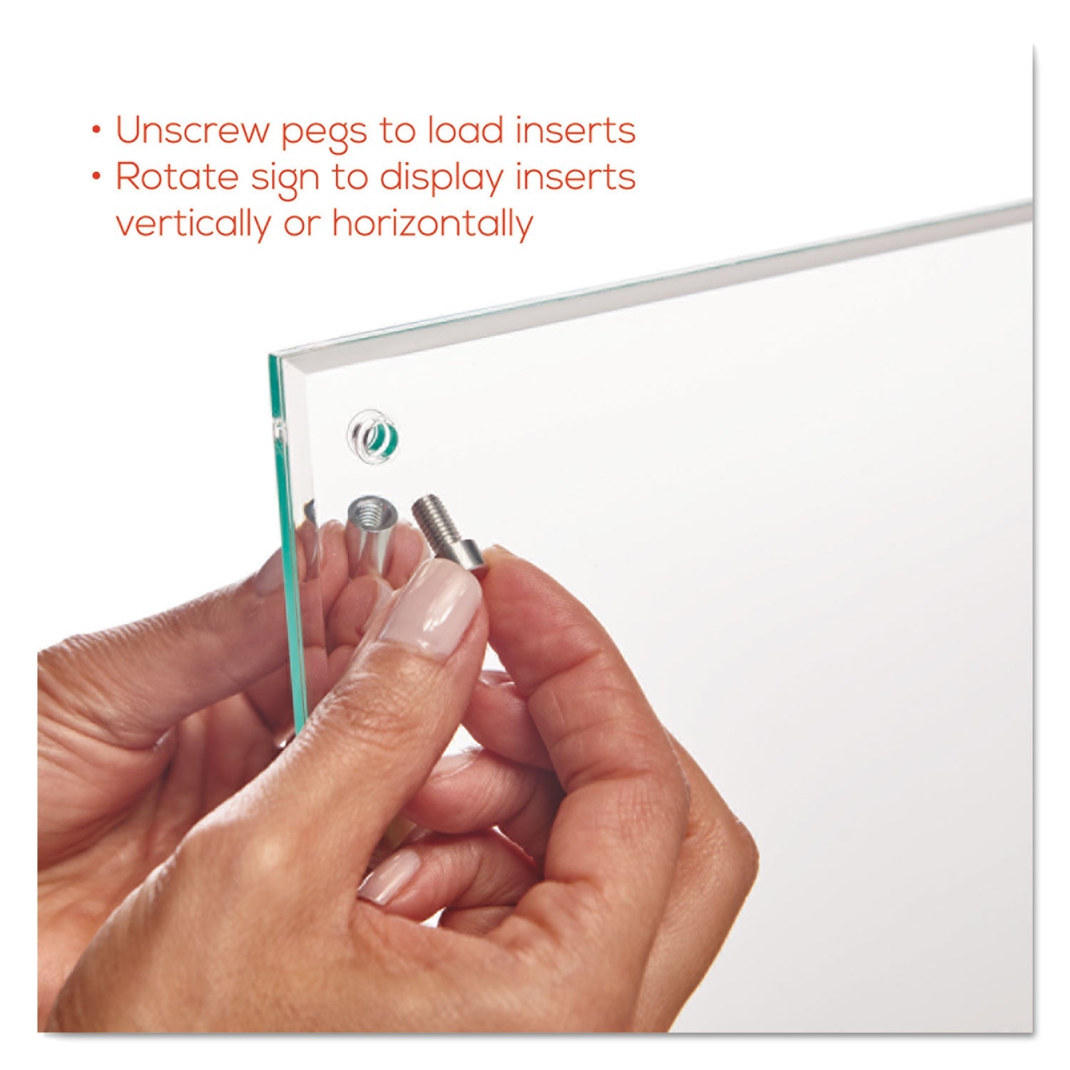 deflecto Superior Image Beveled Edge Sign Holder, Letter Insert, Clear/Green-Tinted Edges