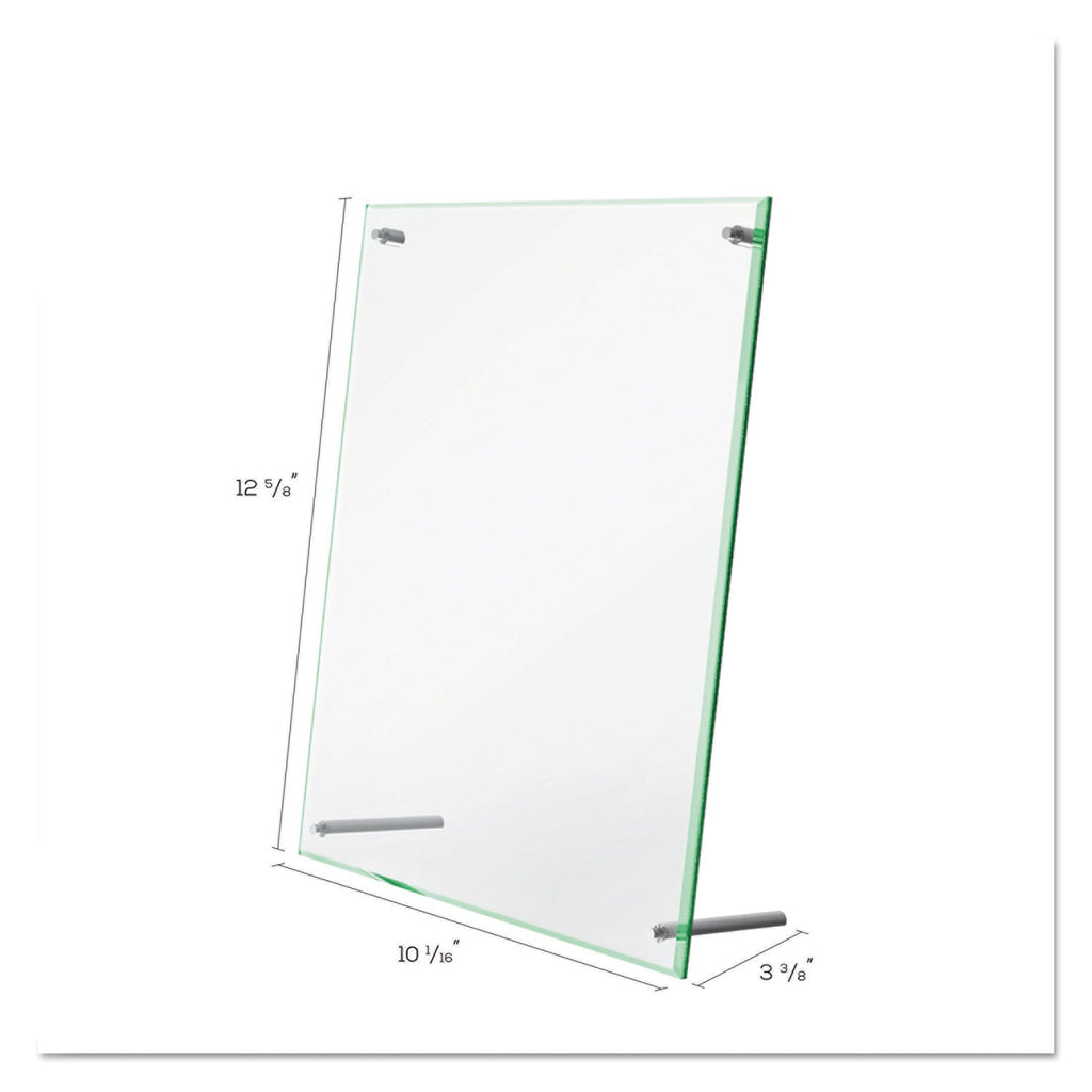 deflecto Superior Image Beveled Edge Sign Holder, Letter Insert, Clear/Green-Tinted Edges