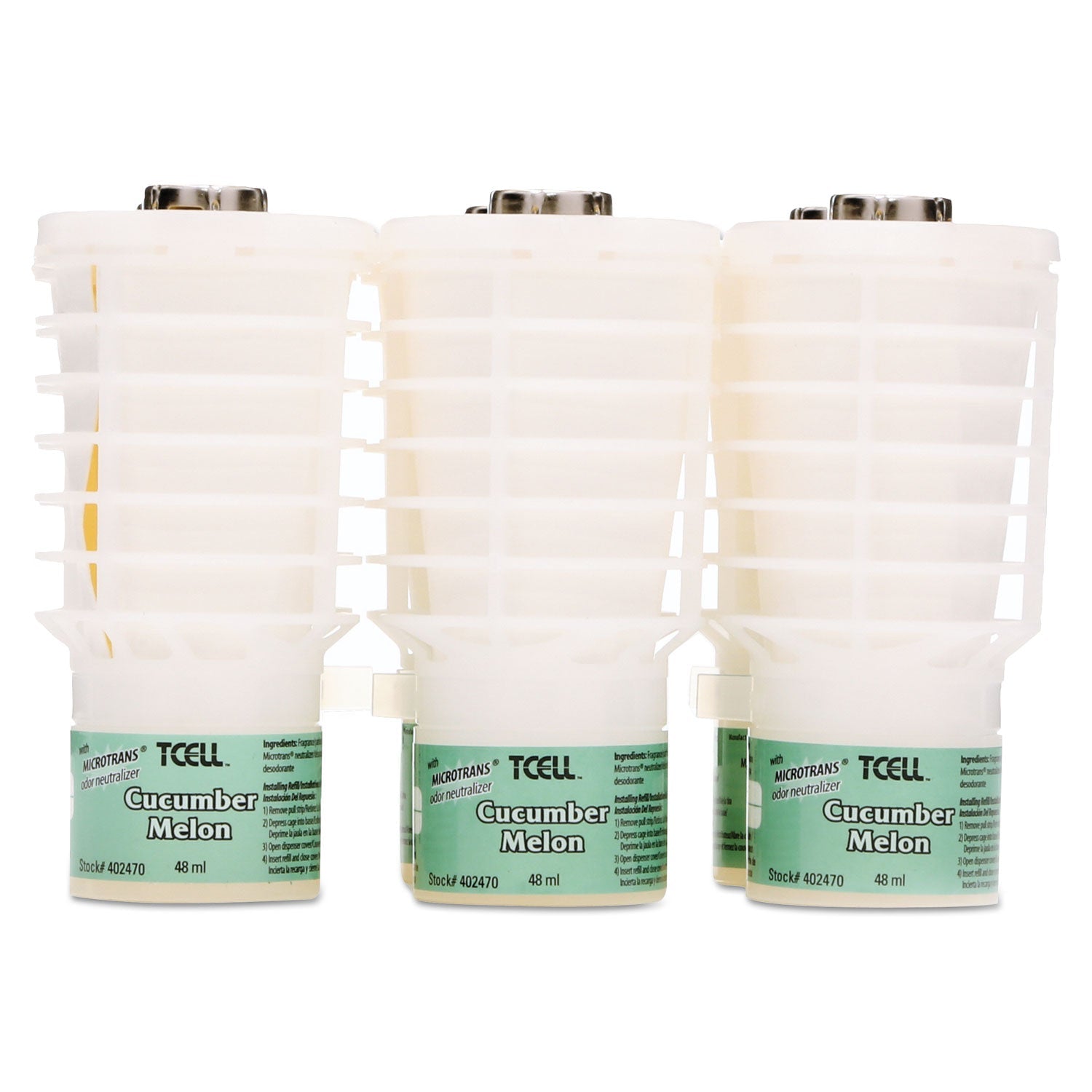 Rubbermaid TCell Microtrans Odor Neutralizer Refill, Cucumber Melon, 1.62 oz, 6/Carton