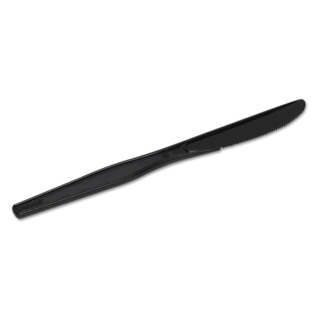 Dixie Plastic Cutlery, Heavy Mediumweight Knives, Black, 1,000/Carton