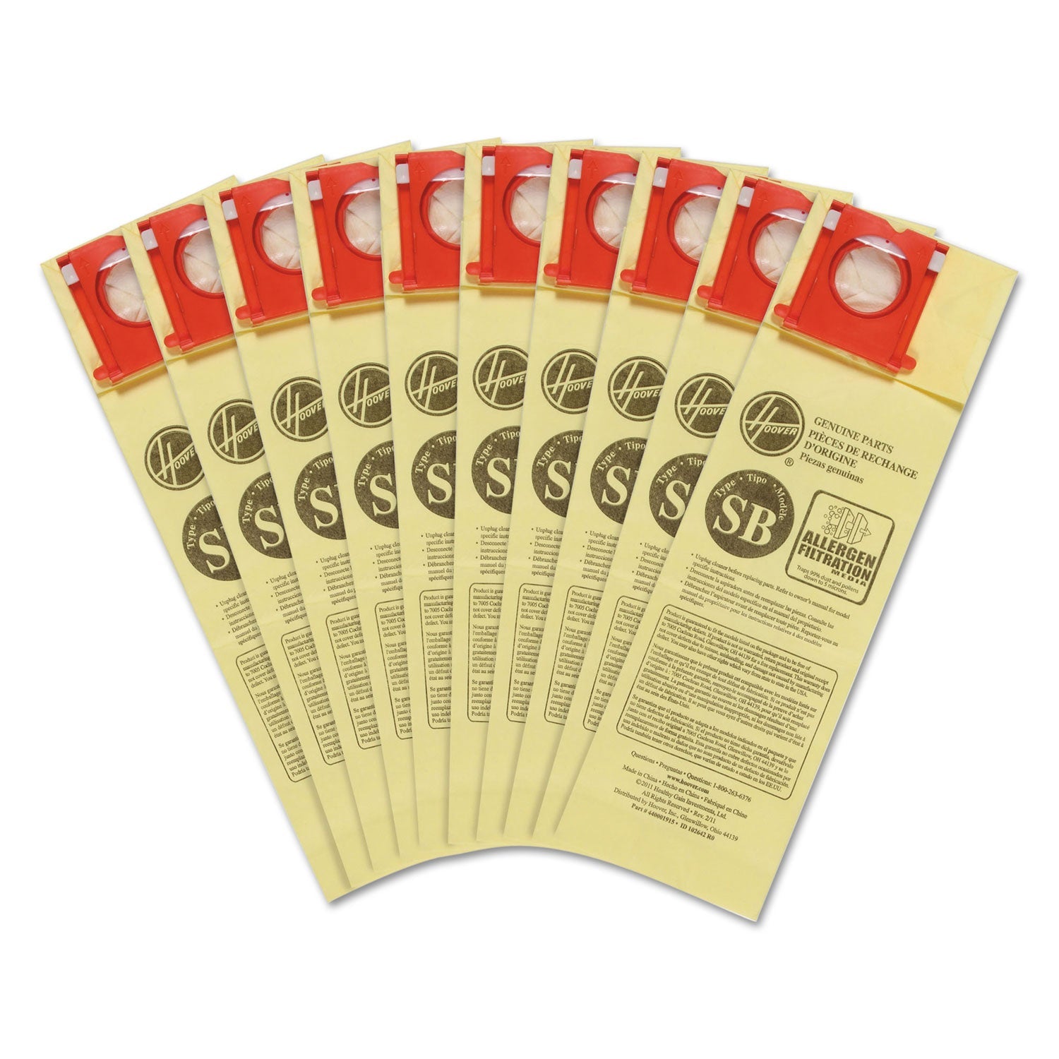 Hoover Disposable Vacuum Bags, Allergen SB, 10/Pack