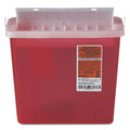 Medline Sharps Container for Patient Room, Plastic, 5 qt, Rectangular, Red