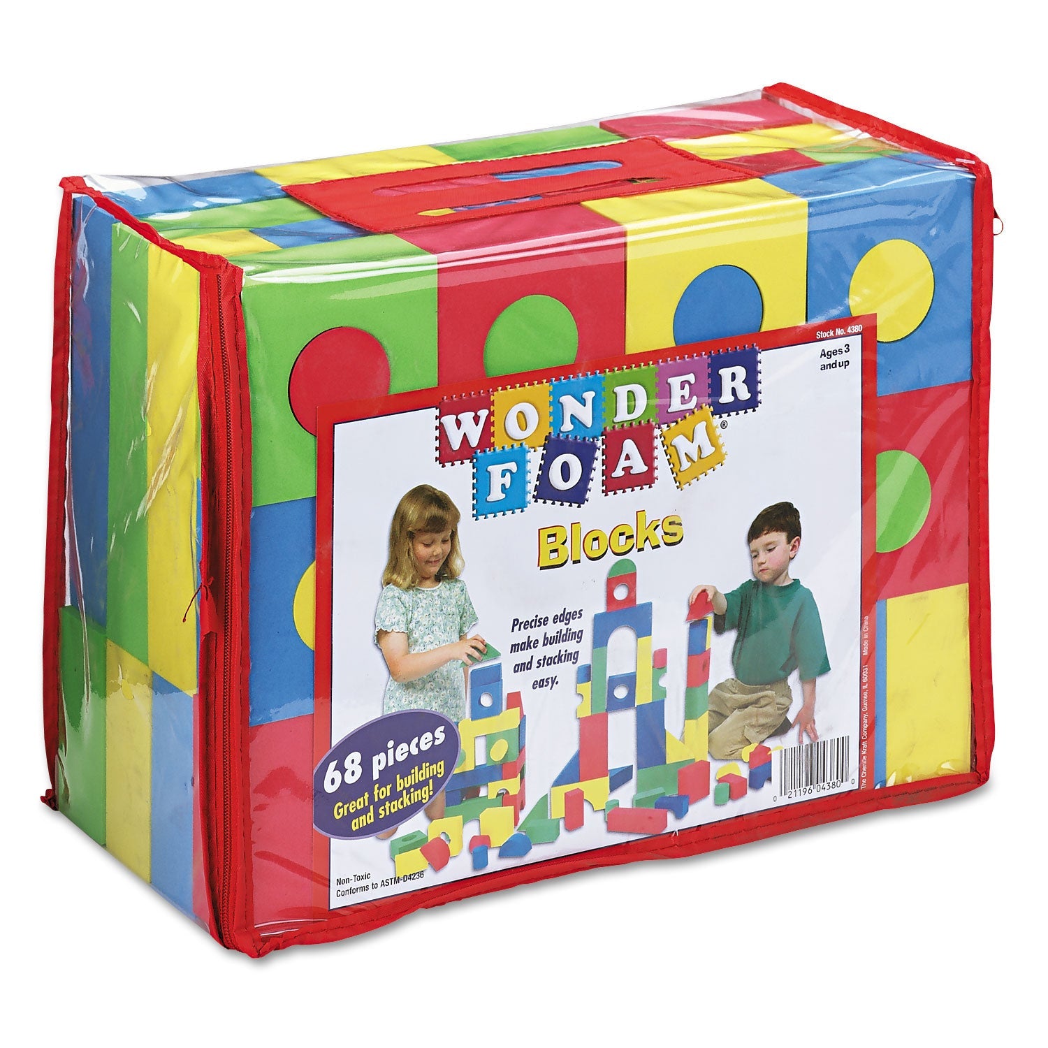 WonderFoam Blocks, High-Density Foam, Assorted Colors, 68/Pack