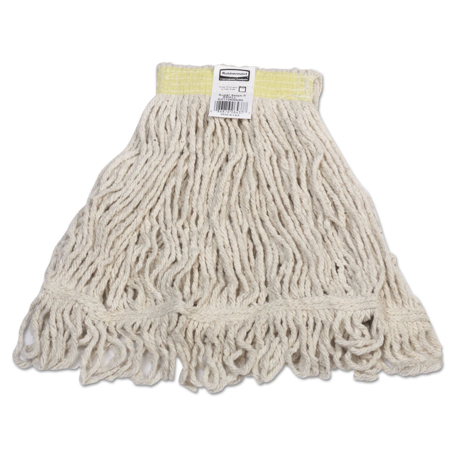 Rubbermaid Super Stitch Blend Mop, Cotton/Synthetic, Small, White, 6/Carton