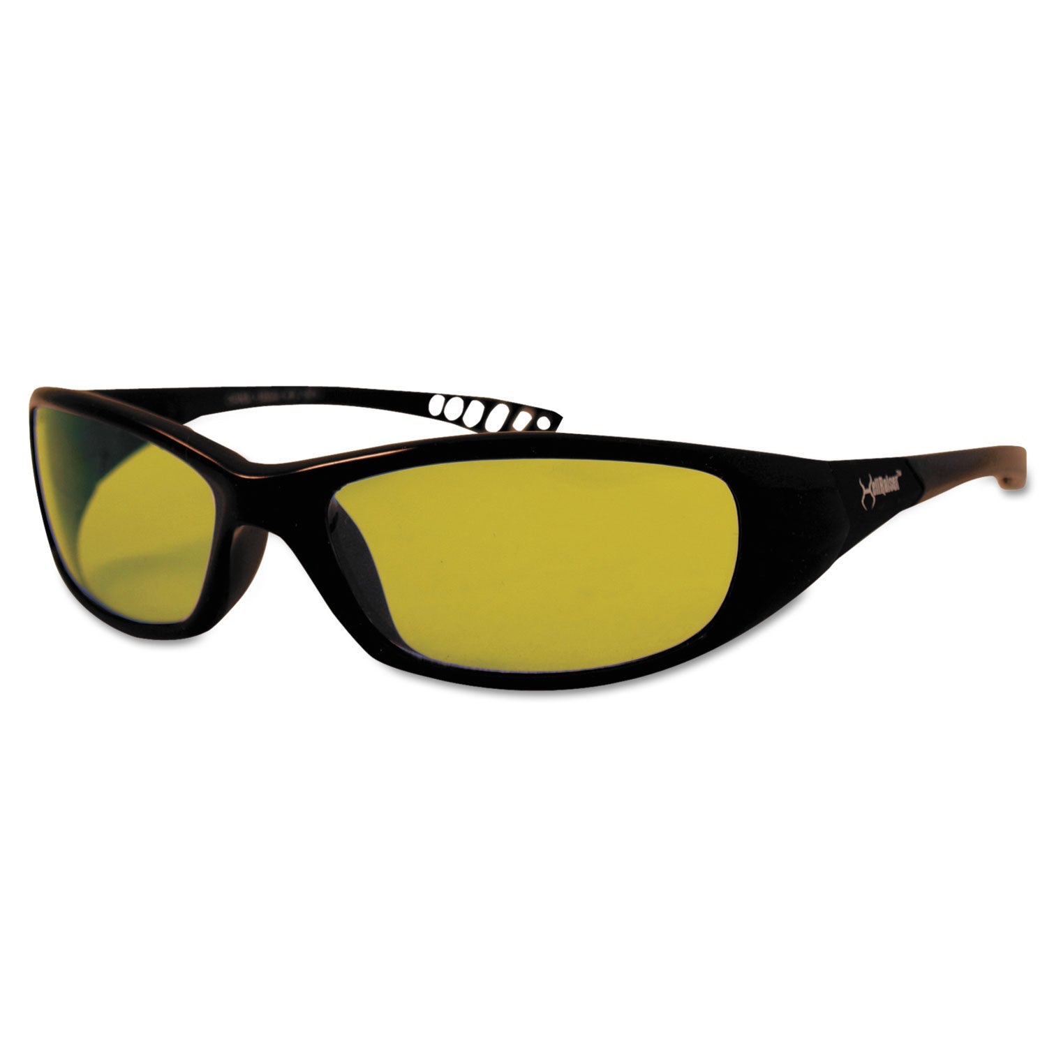 KleenGuard V40 HellRaiser Safety Glasses, Black Frame, Amber Lens