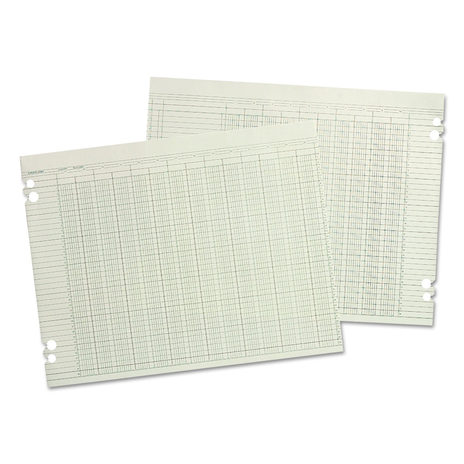 Wilson Jones Accounting Sheets, 6 Columns, 9.25 x 11.88, Green, Loose Sheet,100/Pack