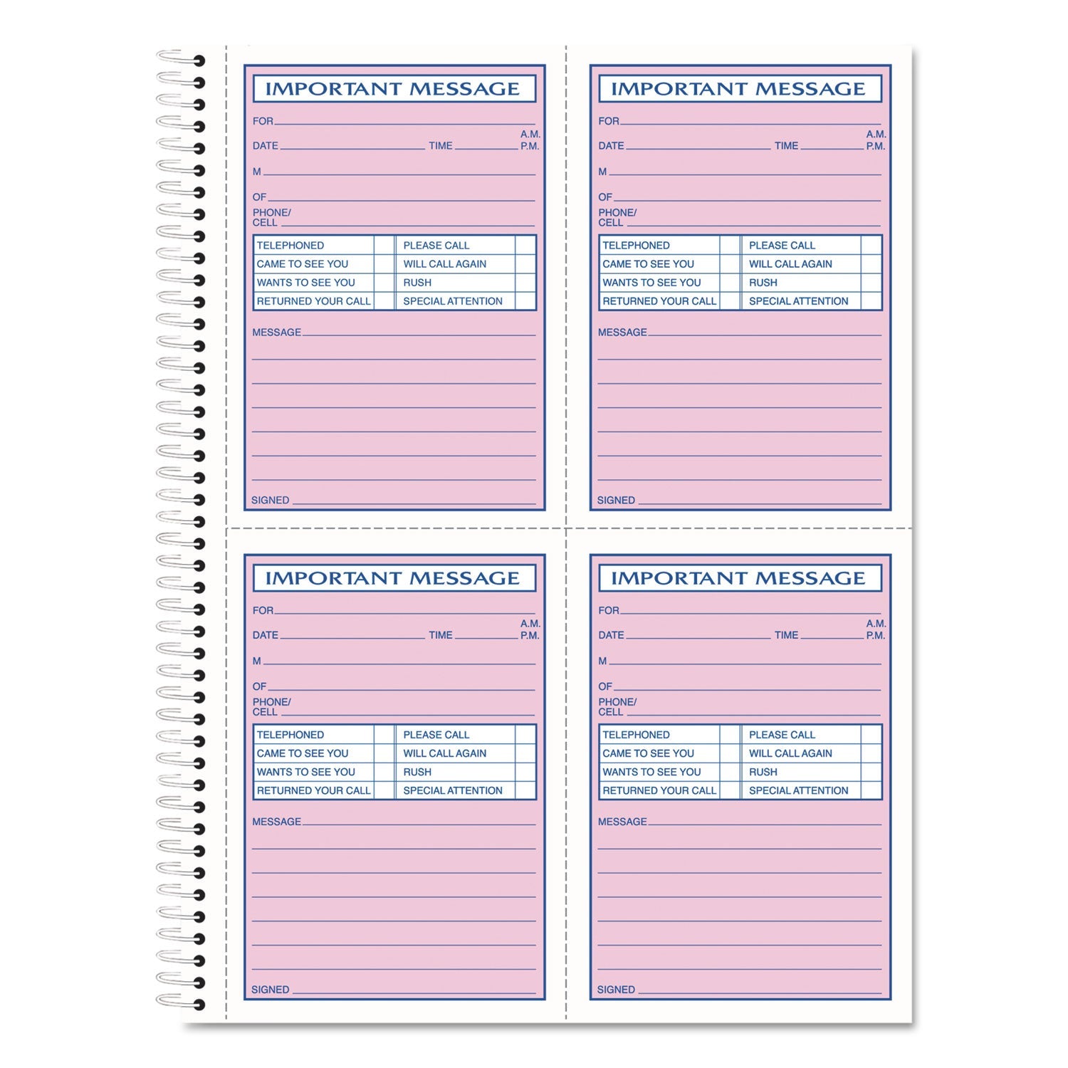 TOPS Telephone Message Book, Fax/Mobile Section, Two-Part Carbonless, 5.5 x 3.88, 4/Page, 400 Forms
