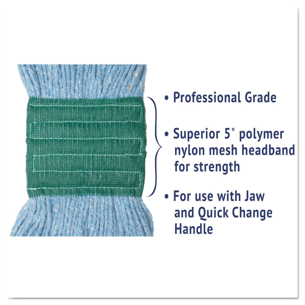 Boardwalk Super Loop Wet Mop Head, Cotton/Synthetic Fiber, 5" Headband, Medium Size, Blue