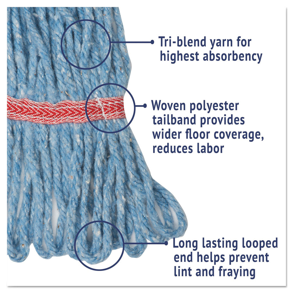 Boardwalk Super Loop Wet Mop Head, Cotton/Synthetic Fiber, 5" Headband, Large Size, Blue
