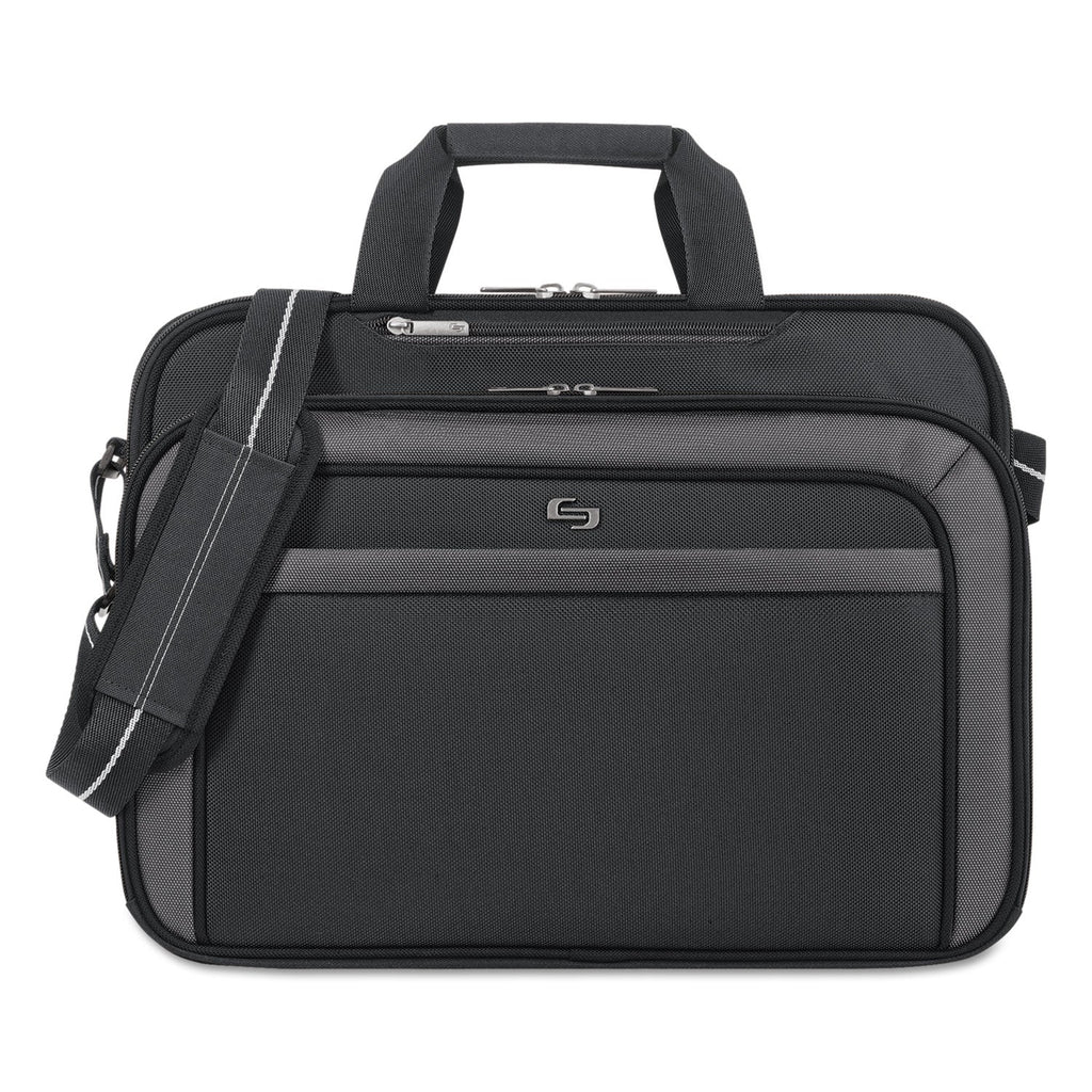 Solo Pro CheckFast Briefcase, Fits Devices Up to 17.3", Polyester, 17 x 5.5 x 13.75, Black