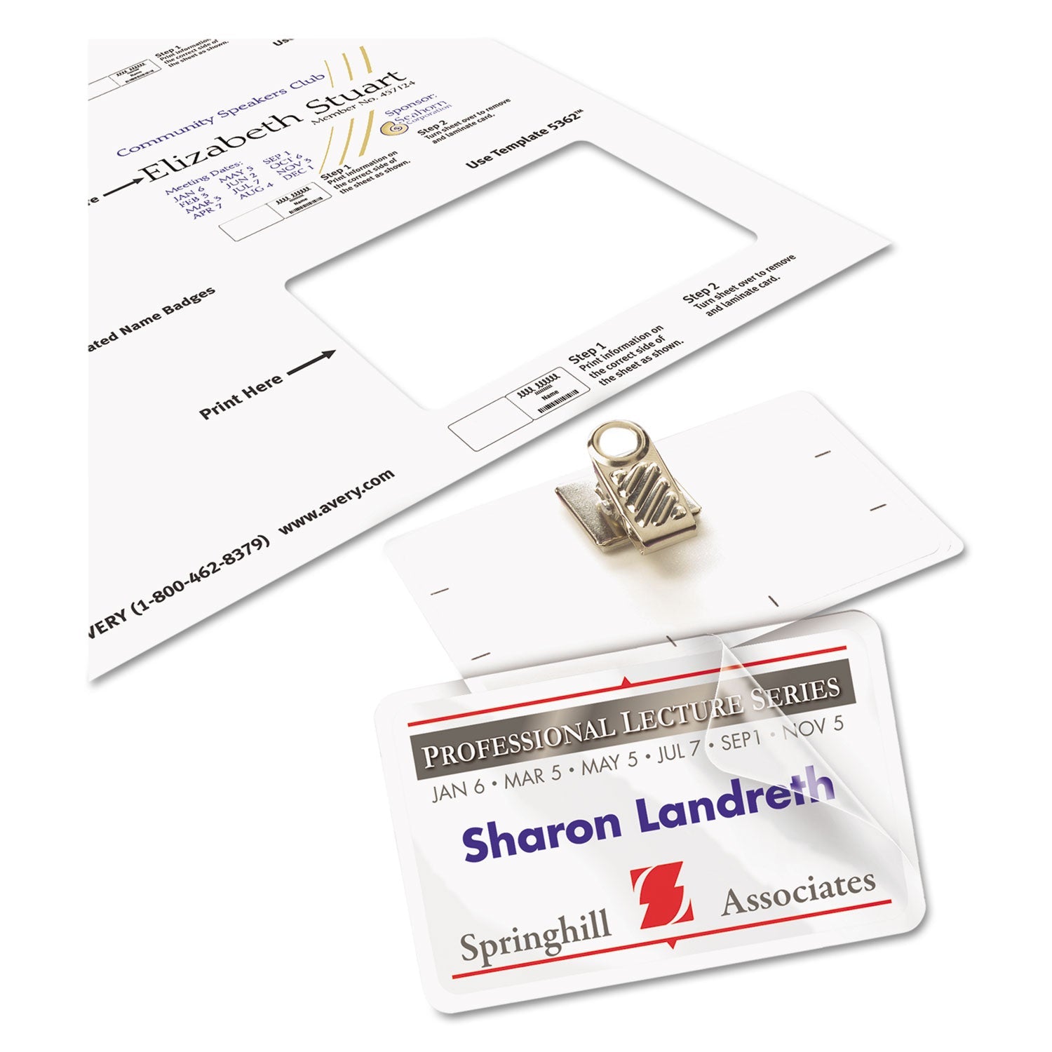 Avery Self-Laminating Laser/Inkjet Printer Badges, 2.25 x 3.5, White, 30/Box