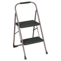 Cosco Big Step Folding Stool, 2-Step, 200 lb Capacity, 20.5" Working Height, 22" Spread, Black/Gray