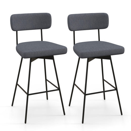 25 Inch Counter Height Upholstered Swivel Bar Stool Set of 2-Gray