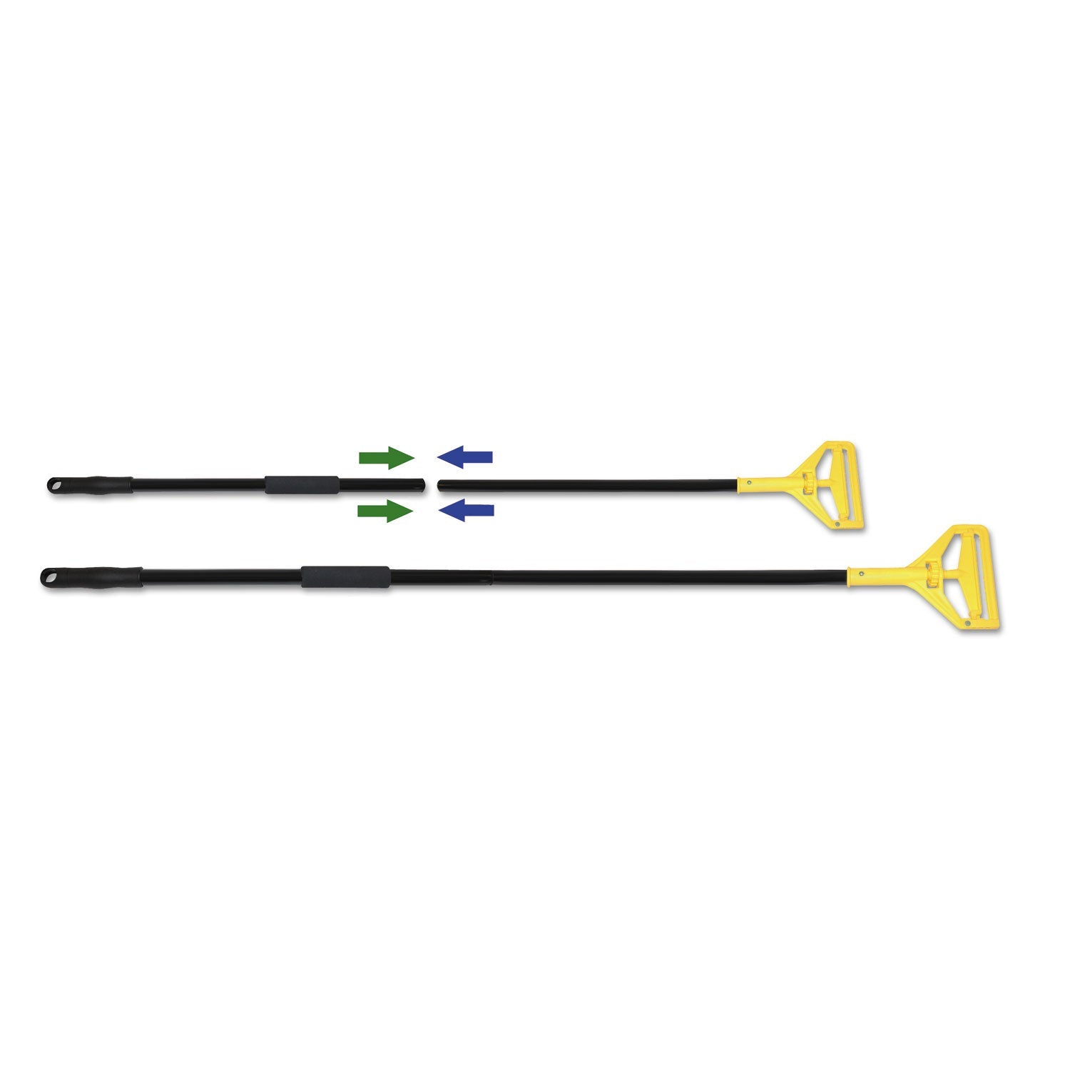 Boardwalk Two-Piece Metal Handle with Plastic Quick Change Head, 62" Handle, Black/Yellow