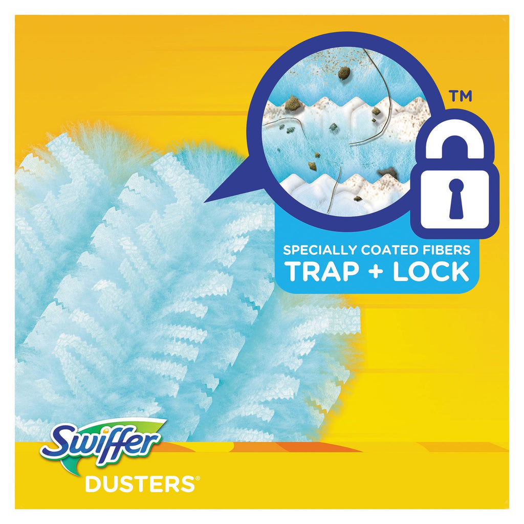 Swiffer Dusters Starter Kit, Dust Lock Fiber, 6" Handle, Blue/Yellow