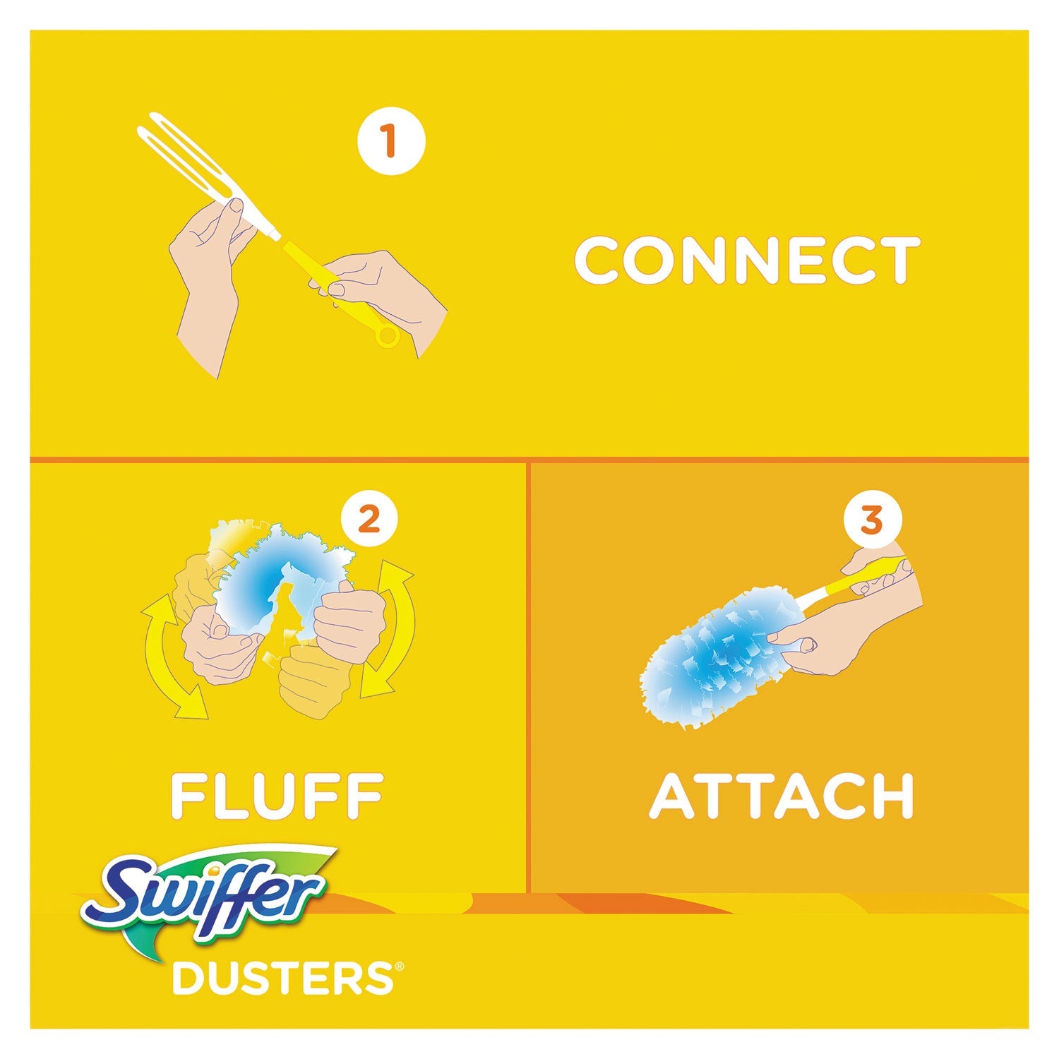 Swiffer Dusters Starter Kit, Dust Lock Fiber, 6" Handle, Blue/Yellow