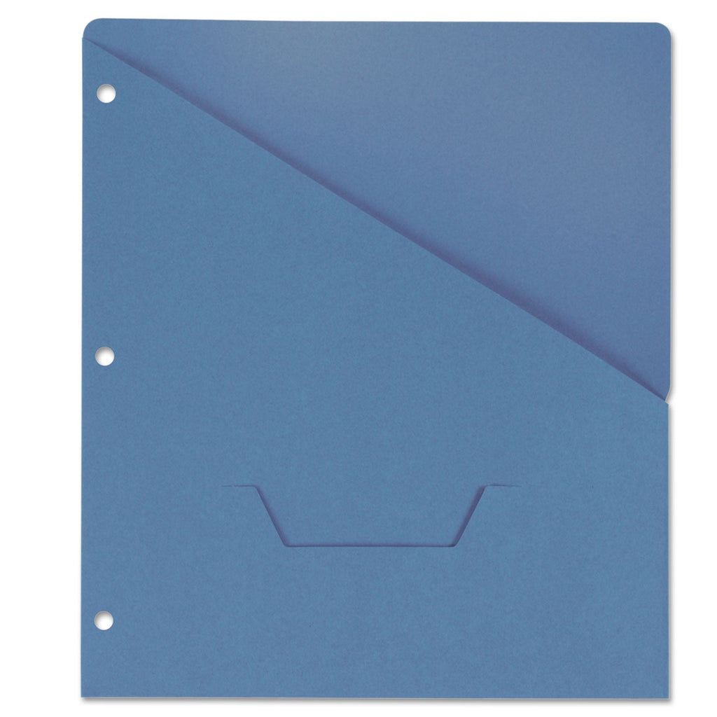 Universal Slash-Cut Pockets for Three-Ring Binders, Jacket, Letter, 11 Pt., Blue, 10/Pack