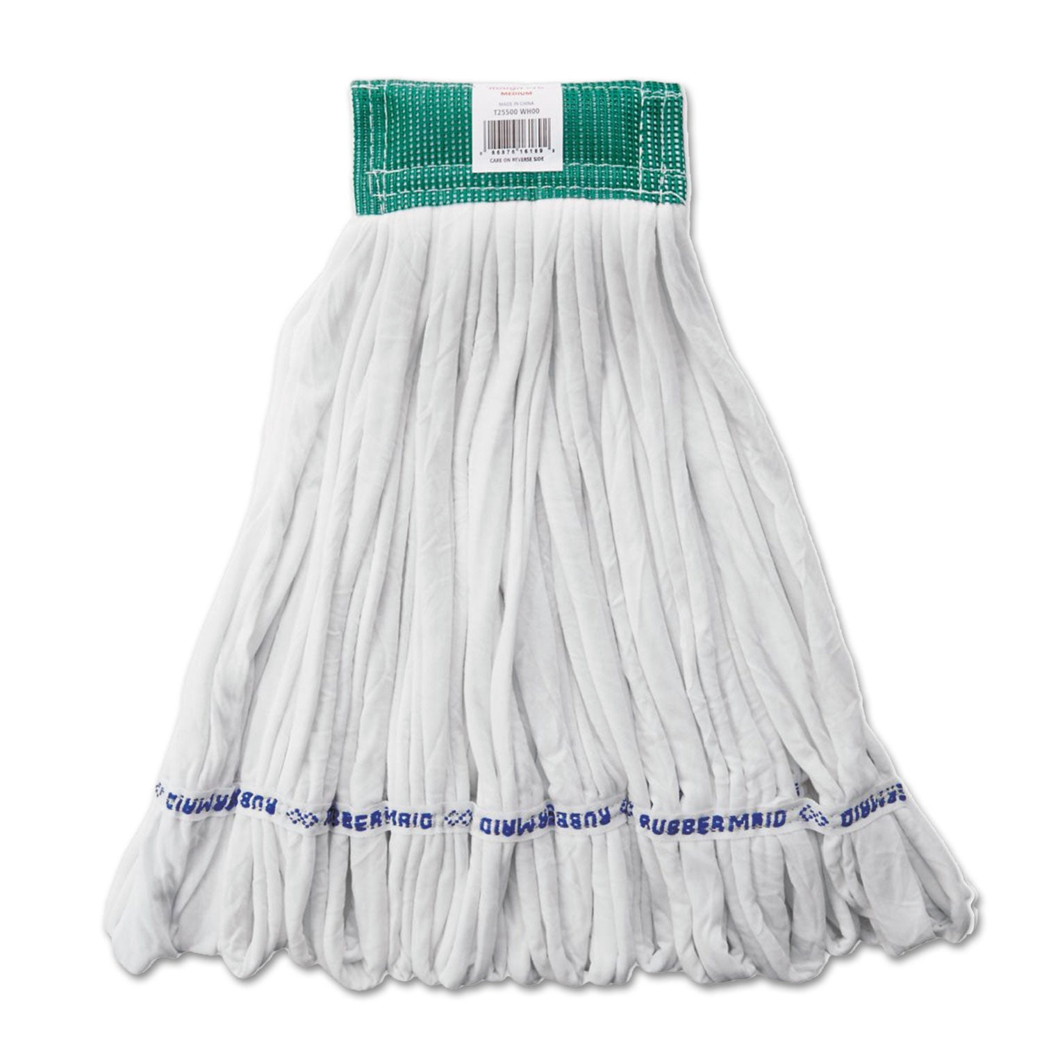 Rubbermaid Rough Floor Mop Head, Medium, Cotton/Synthetic, White, 12/Carton