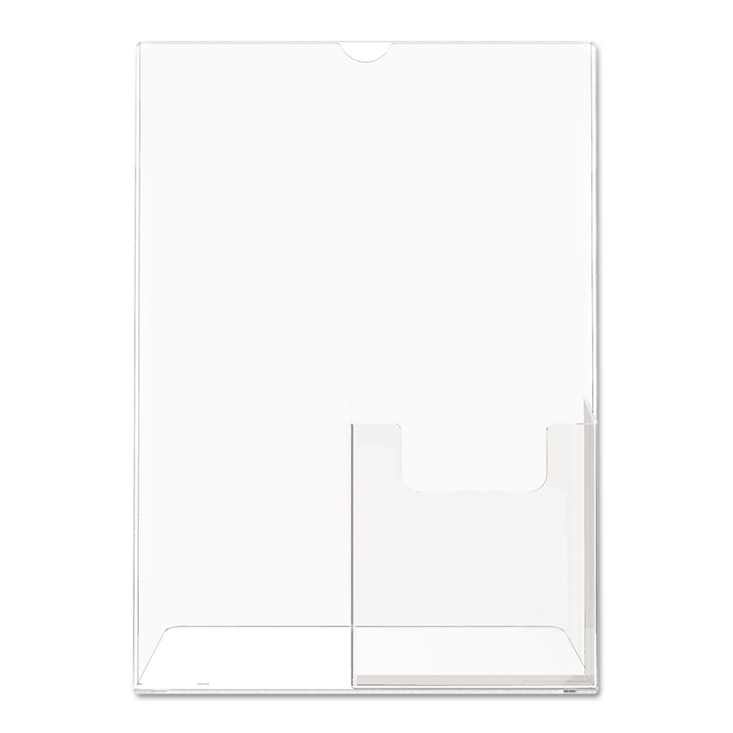 deflecto Superior Image Slanted Sign Holder with Front Pocket, 9w x 4.5d x 10.75h, Clear