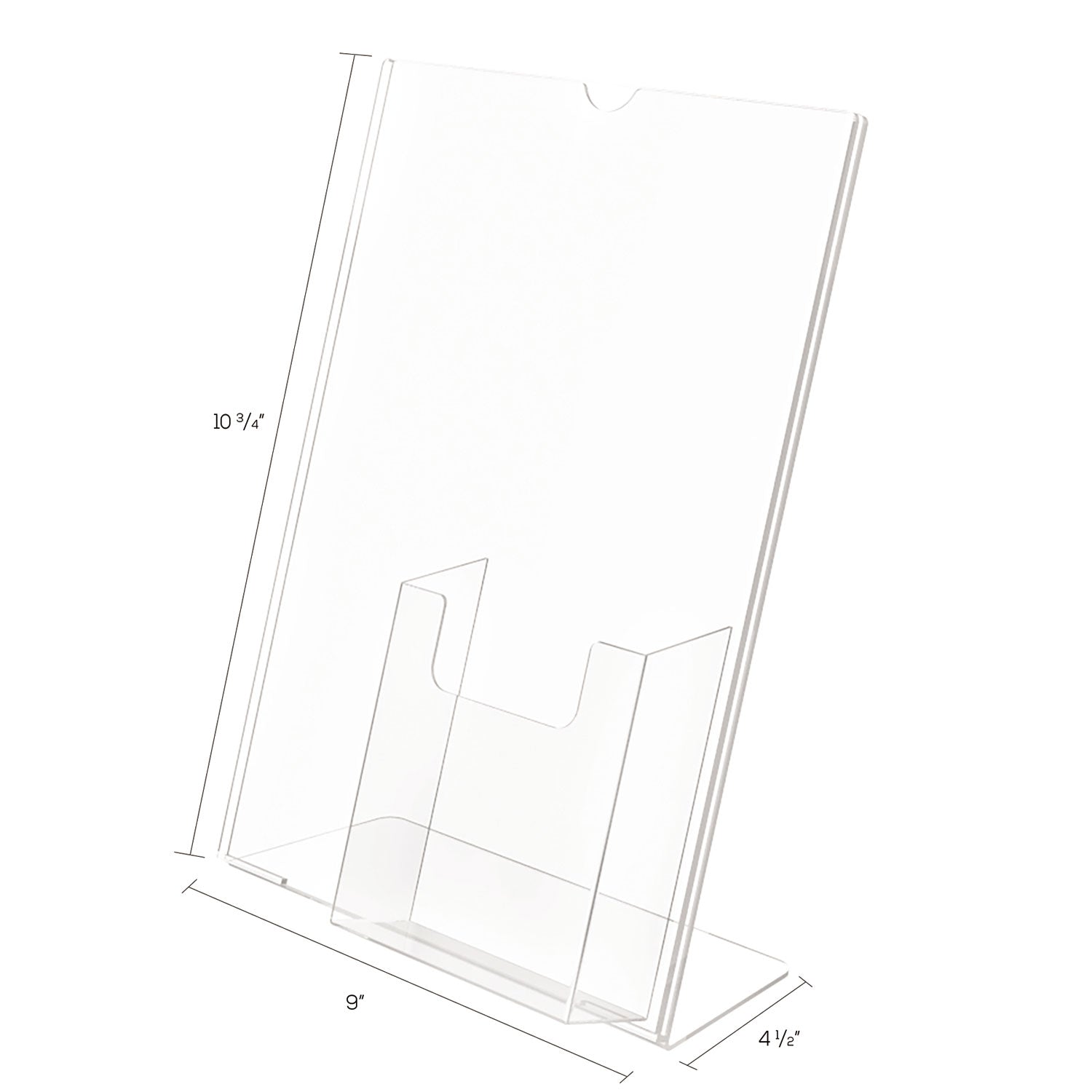 deflecto Superior Image Slanted Sign Holder with Front Pocket, 9w x 4.5d x 10.75h, Clear