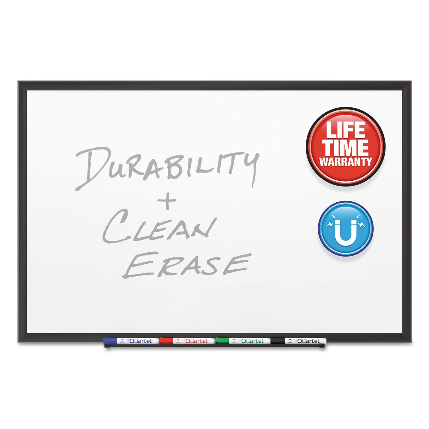 Quartet Classic Porcelain Magnetic Whiteboard, 96 x 48, Black Aluminum Frame