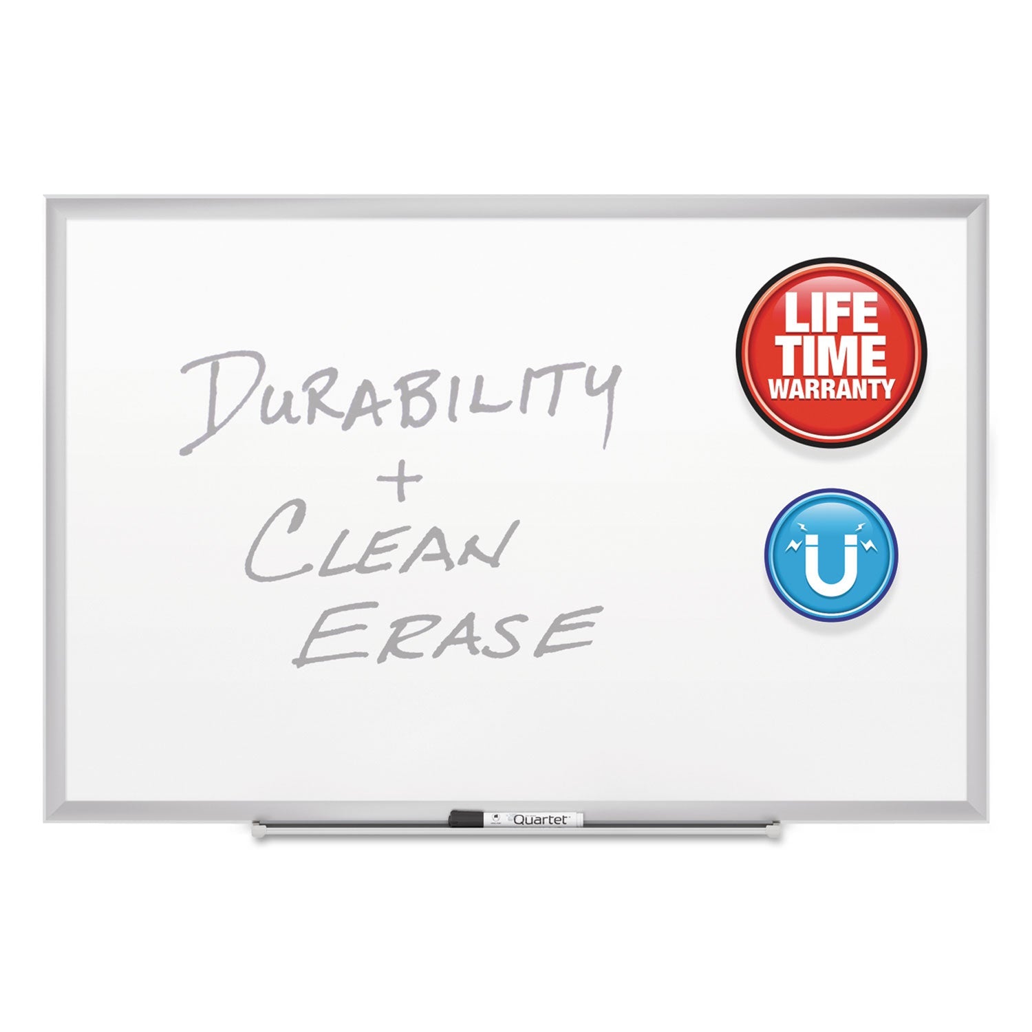 Quartet Classic Series Porcelain Magnetic Board, 36 x 24, White, Silver Aluminum Frame