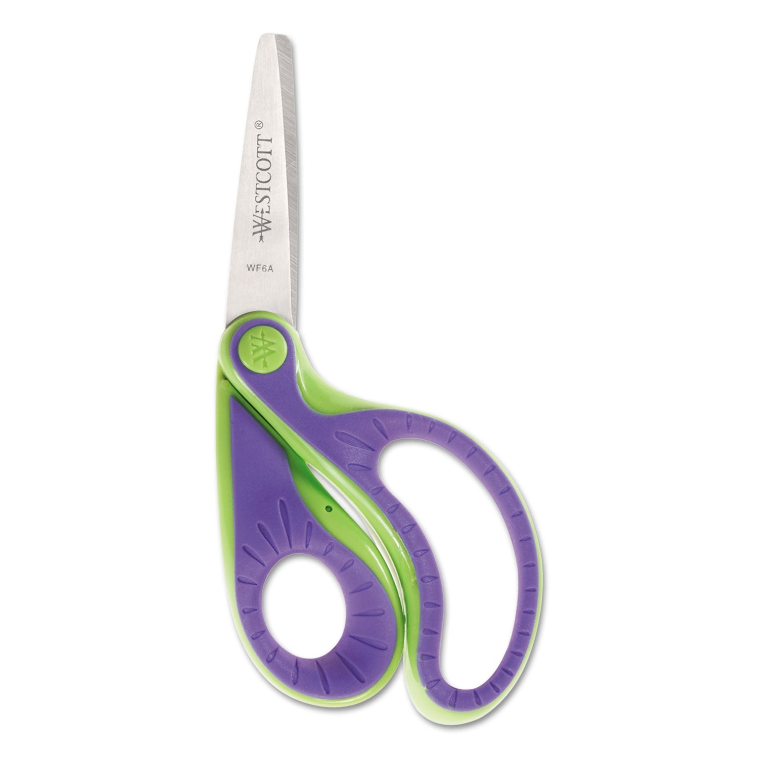 Westcott Ergo Jr. Kids' Scissors, Pointed Tip, 5" Long, 1.5" Cut Length, Randomly Assorted Straight Handles