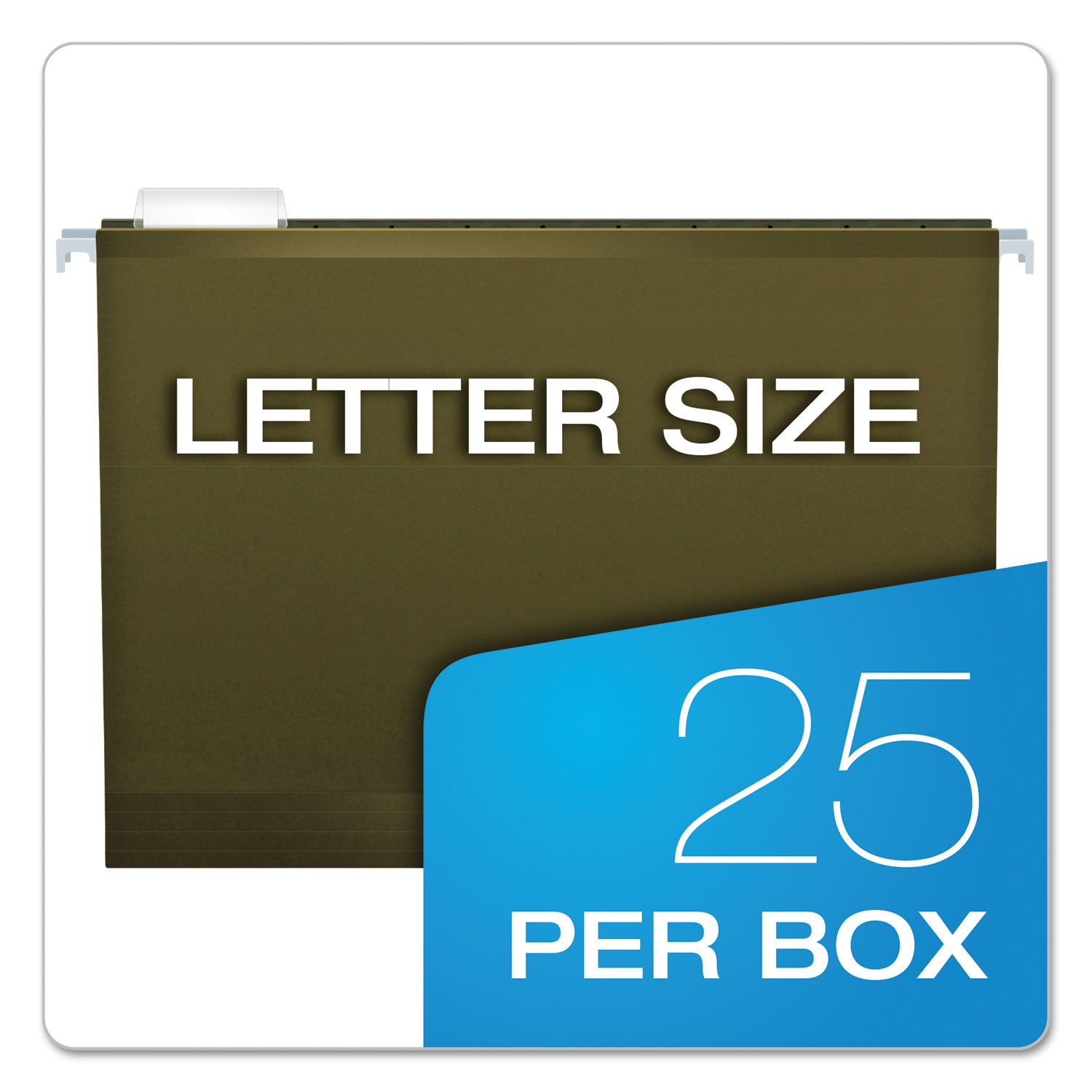 Pendaflex Extra Capacity Reinforced Hanging File Folders with Box Bottom, 1" Capacity, Letter Size, 1/5-Cut Tabs, Green, 25/Box