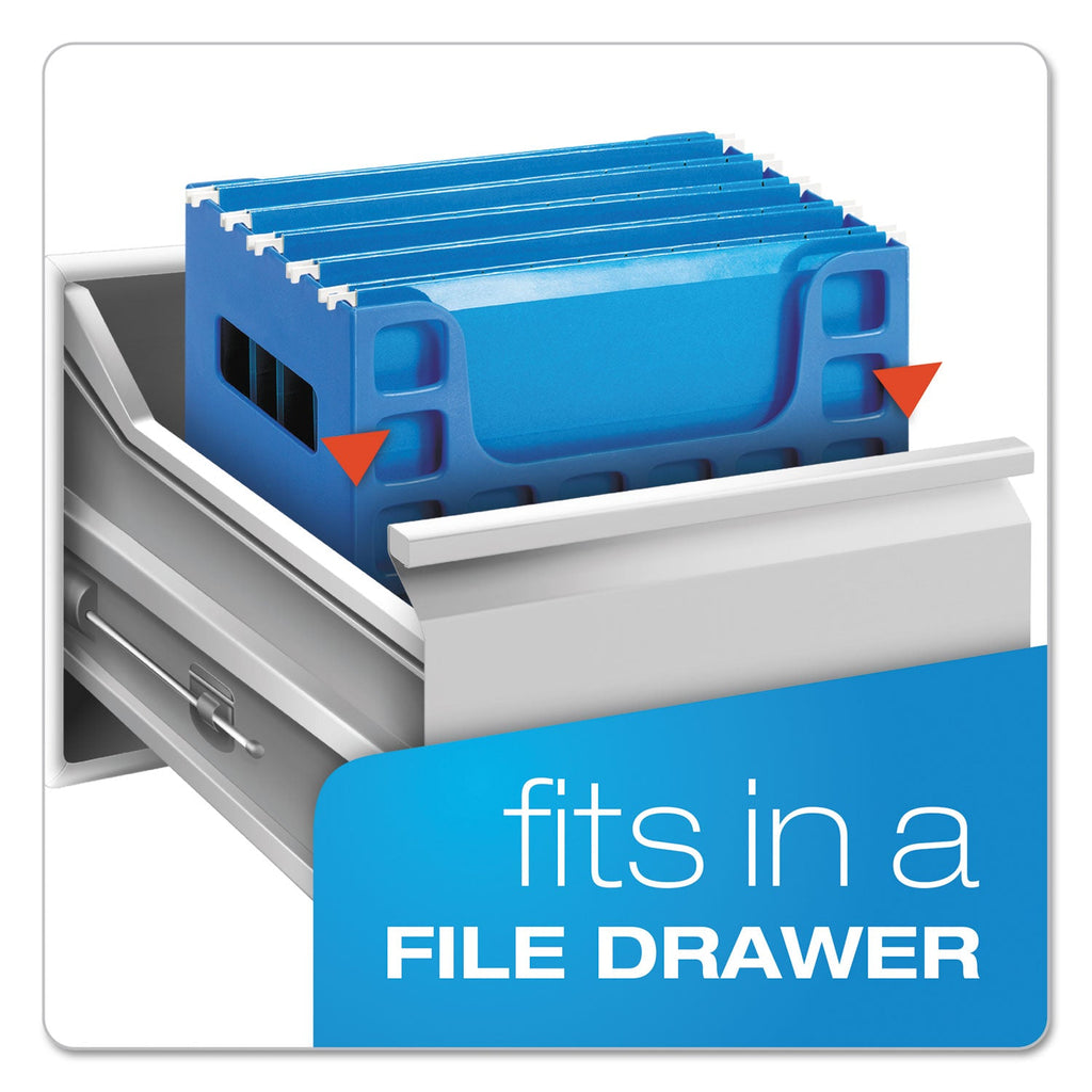 Pendaflex Desktop File With Hanging Folders, Letter Size, 6" Long, Blue