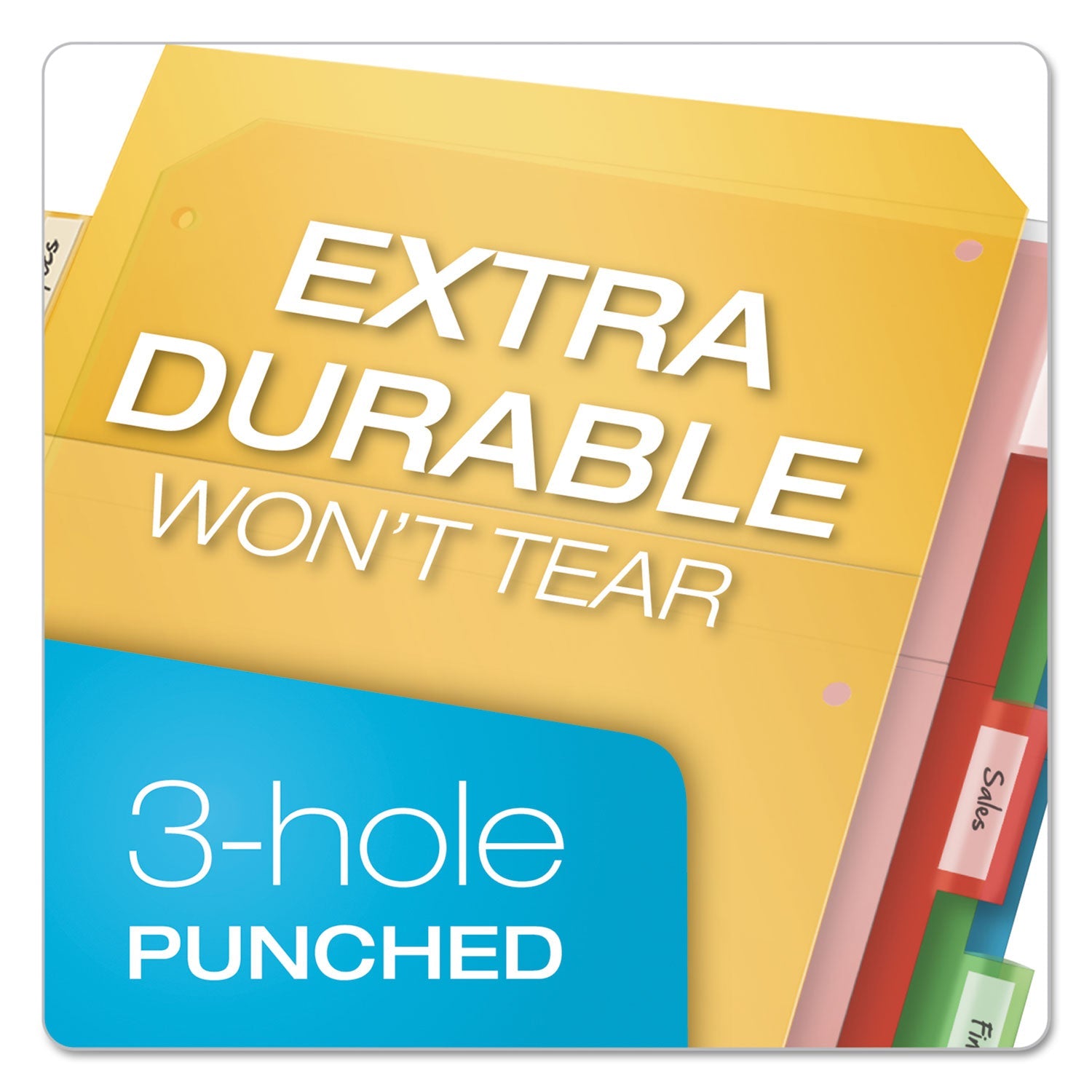 Cardinal Poly Ring Binder Pockets, 8.5 x 11, Letter, Assorted Colors, 5/Pack