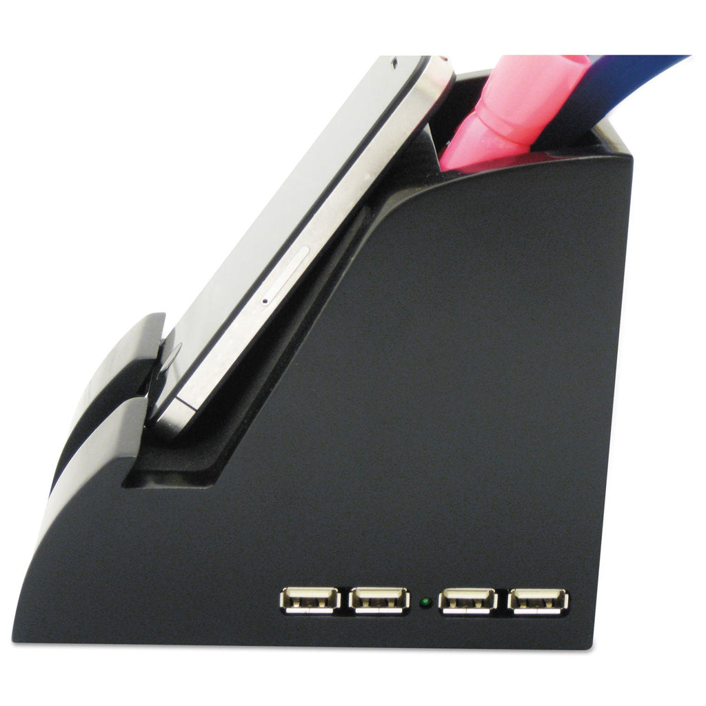 Victor Smart Charge Pencil Cup with USB Charging Hub, Black