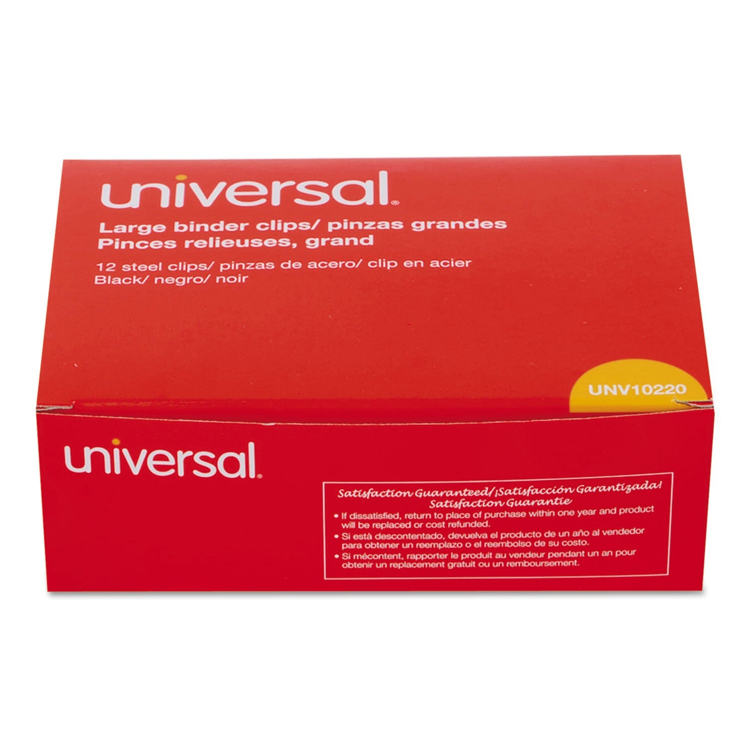 Universal Binder Clips, Large, Black/Silver, 12/Box