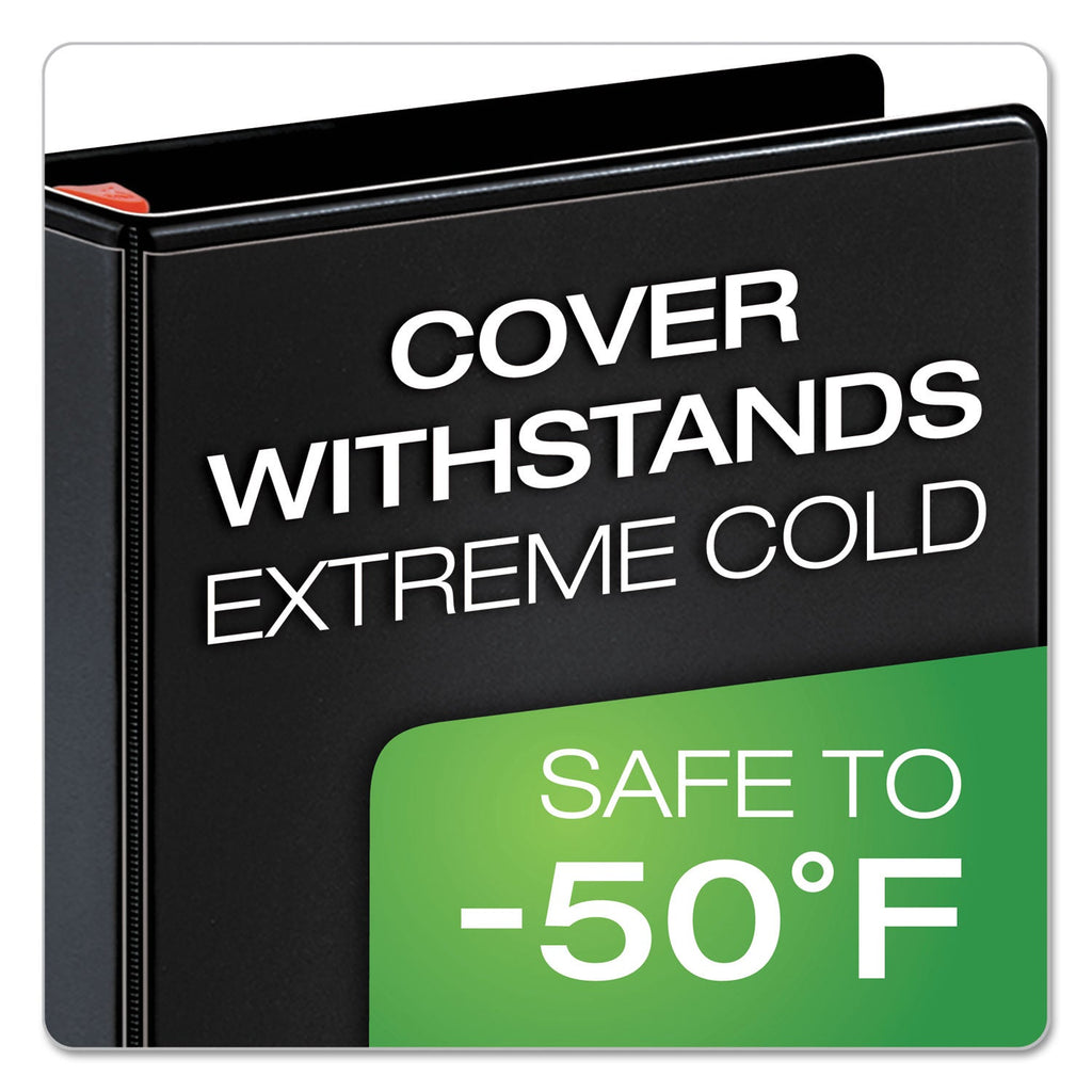 Cardinal XtraLife ClearVue Non-Stick Locking Slant-D Ring Binder, 3 Rings, 3" Capacity, 11 x 8.5, Black