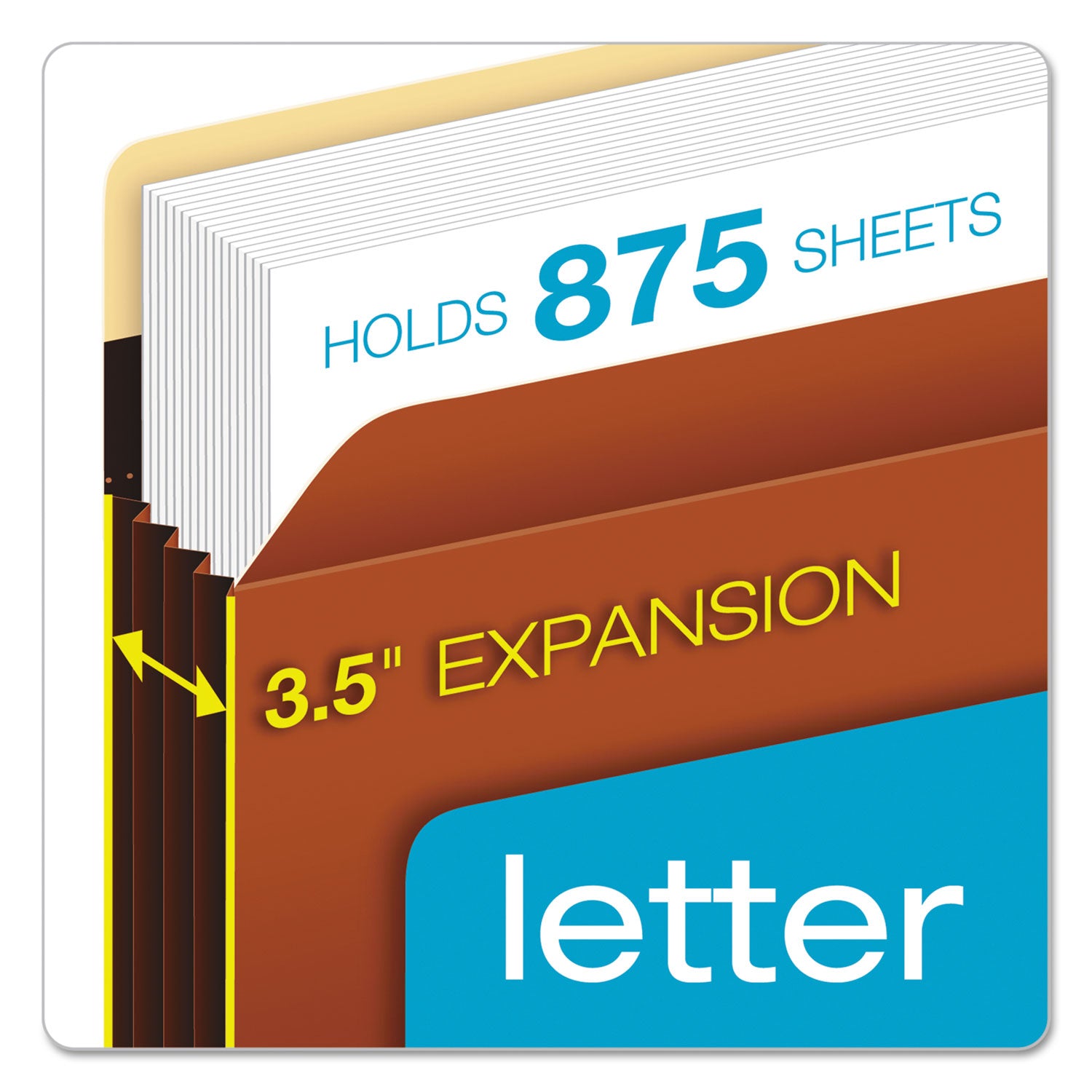 Pendaflex Heavy-Duty File Pockets, 3.5" Expansion, Letter Size, Redrope, 25/Box