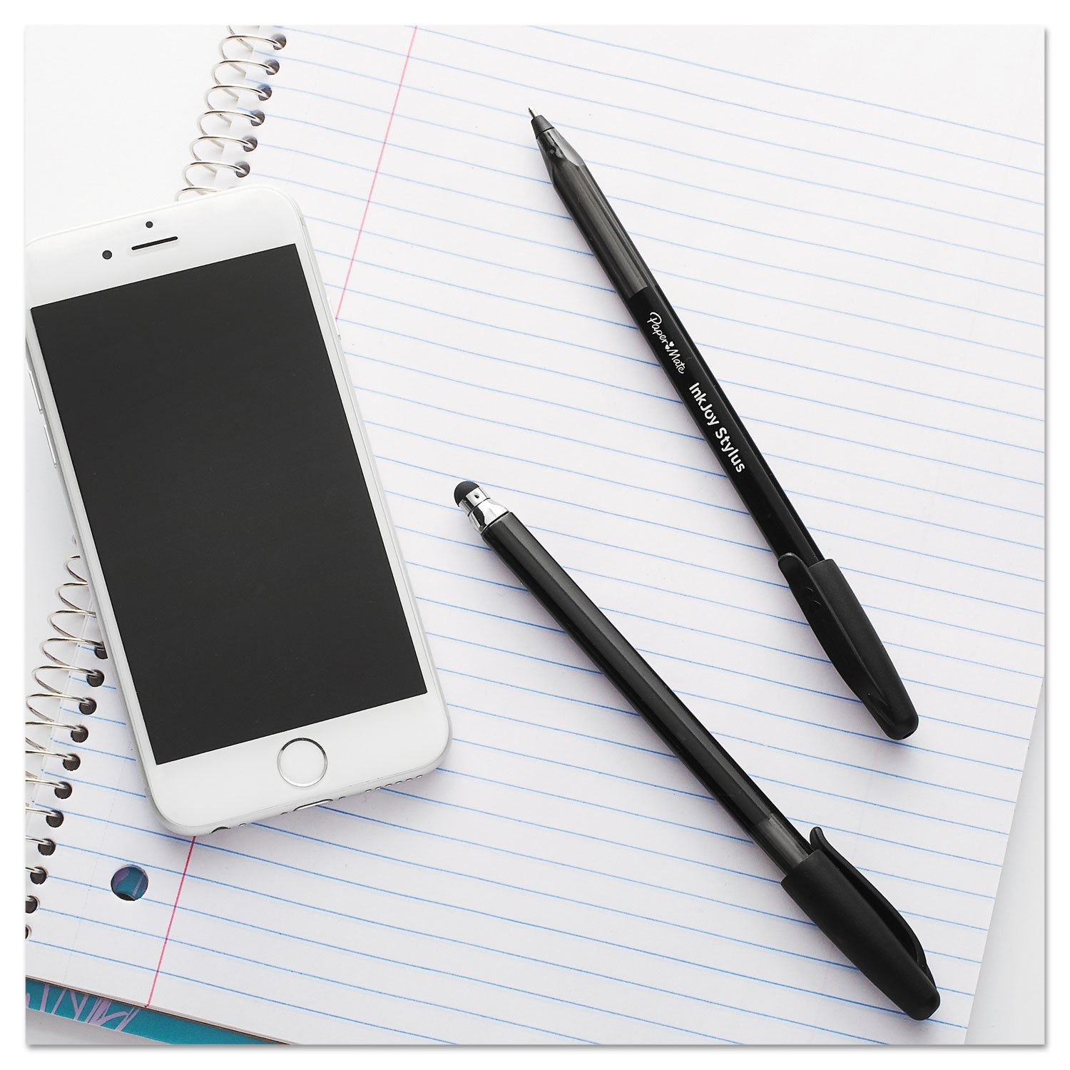 Paper Mate InkJoy 100 Ballpoint Pen/Stylus, Stick, Medium 1 mm, Black Ink, Black Barrel, Dozen