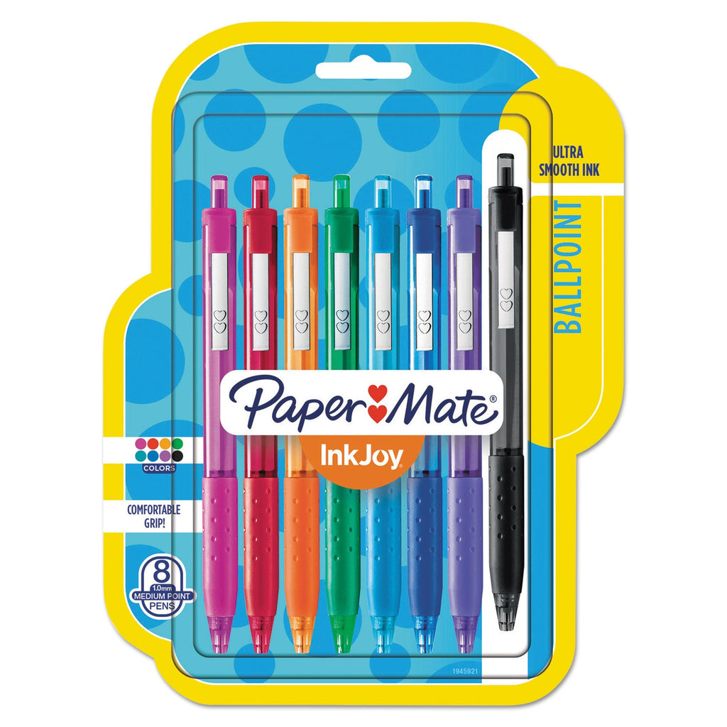 Paper Mate InkJoy 300 RT Ballpoint Pen Retractable, Medium 1 mm, Assorted Ink and Barrel Colors, 8/Pack