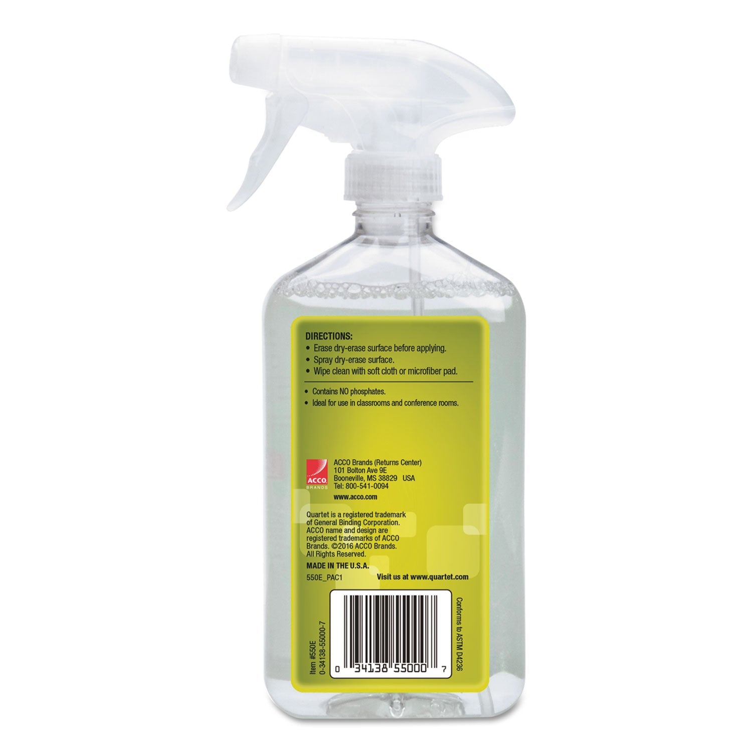 Quartet Whiteboard Spray Cleaner for Dry Erase Boards, 17 oz Spray Bottle