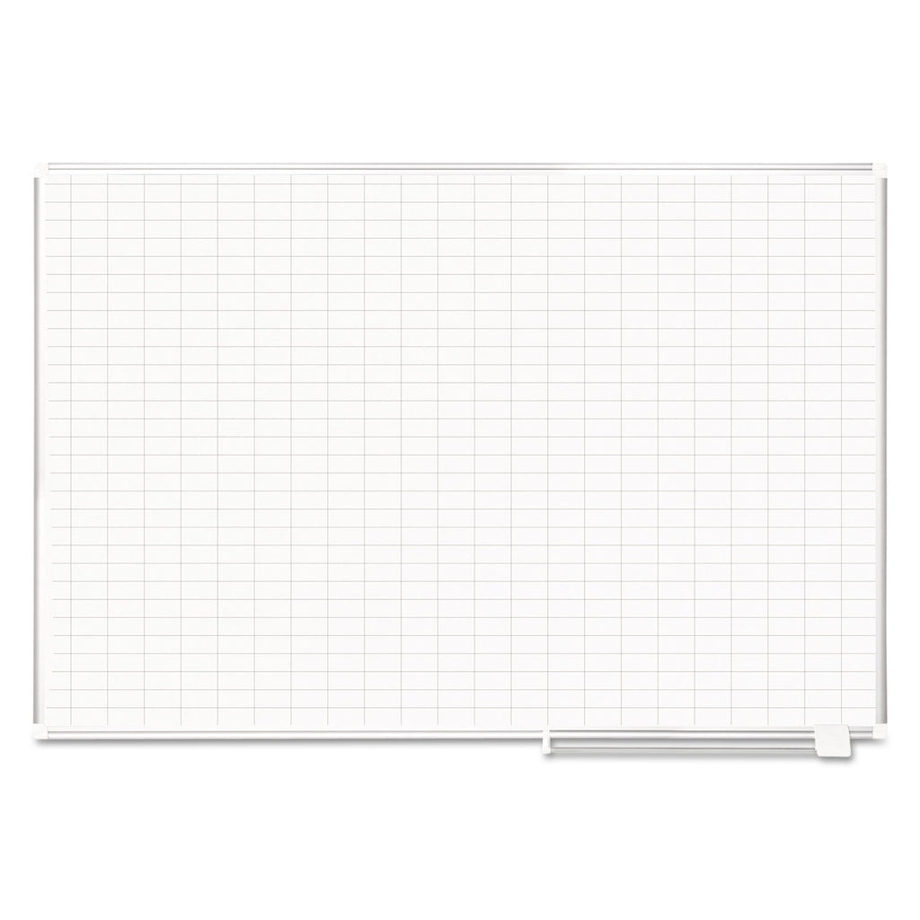 MasterVision Gridded Magnetic Porcelain Planning Board, 1 x 2 Grid, 72 x 48, Aluminum Frame