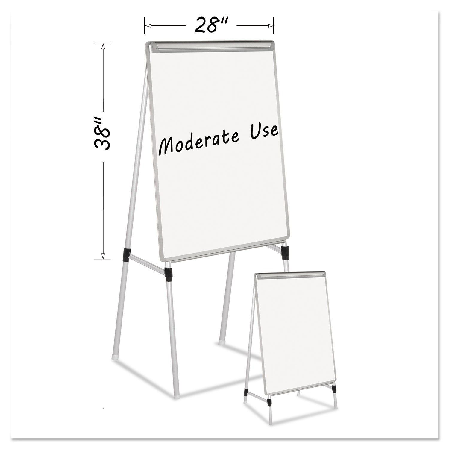 MasterVision Silver Easy Clean Dry Erase Quad-Pod Presentation Easel, 45" to 79" High, Silver