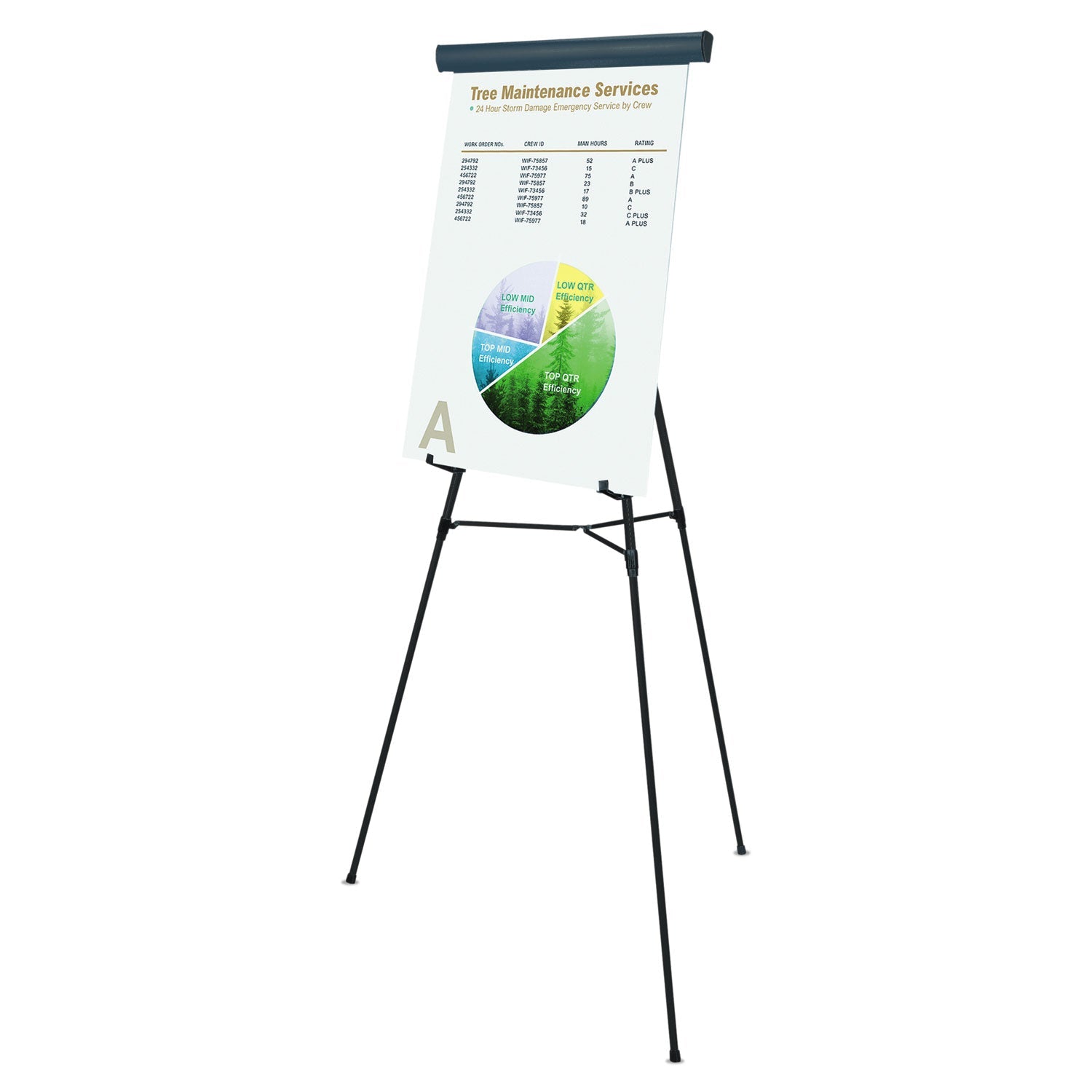 MasterVision Telescoping Tripod Display Easel, Adjusts 38" to 69" High, Metal, Black
