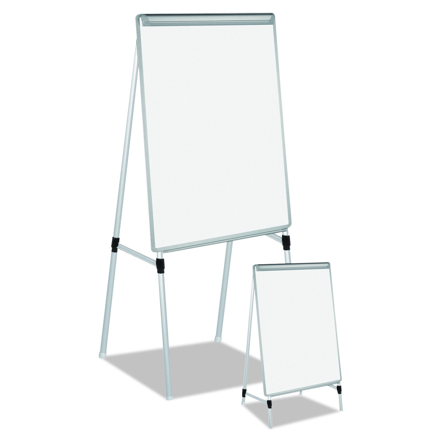 MasterVision Silver Easy Clean Dry Erase Quad-Pod Presentation Easel, 45" to 79" High, Silver