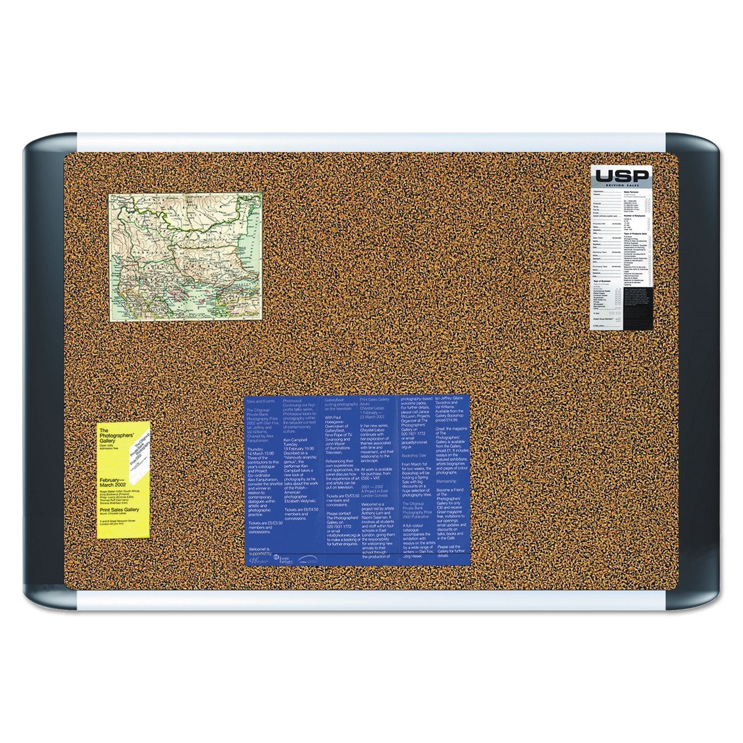 MasterVision Tech Cork Board, 24x36, Silver/Black Frame