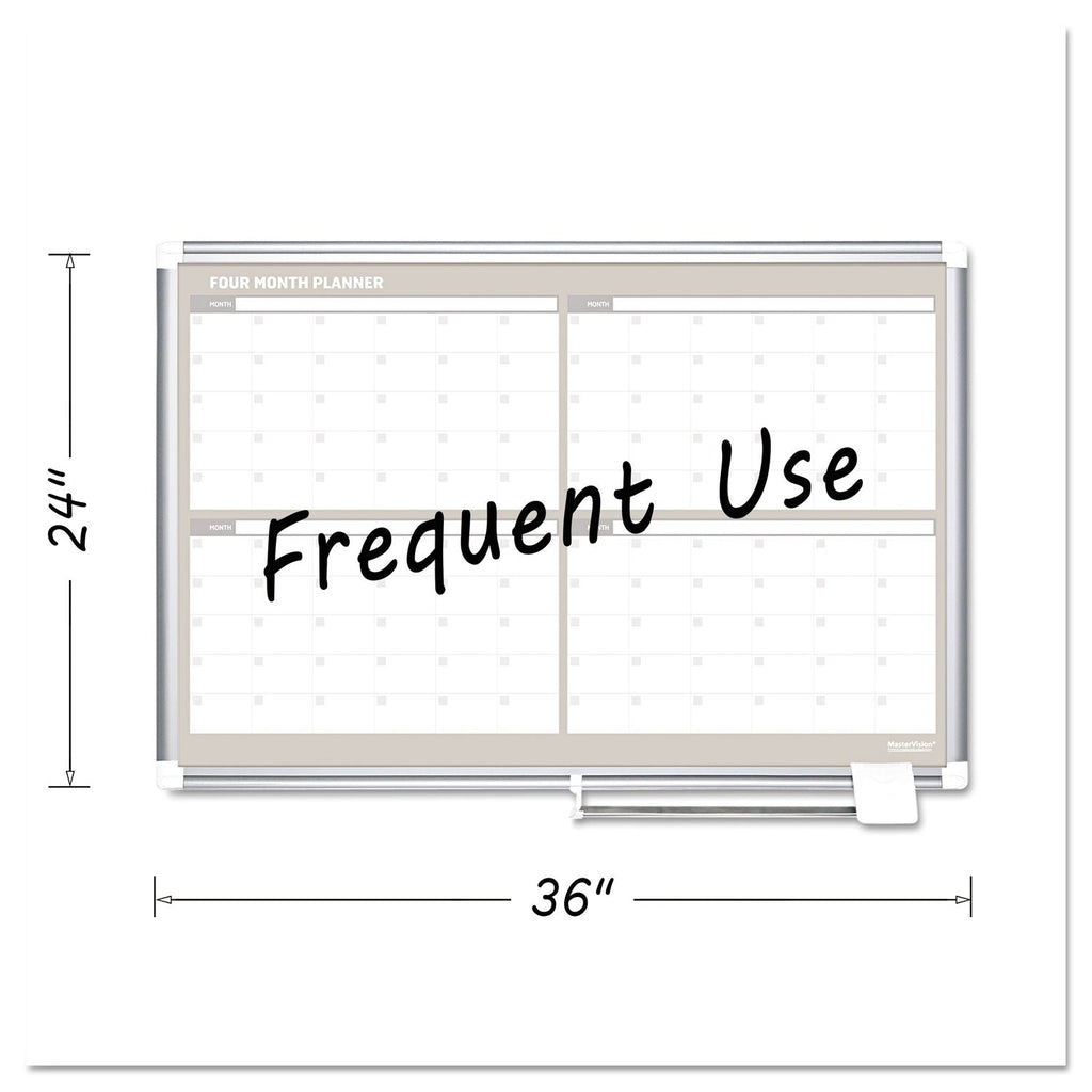 MasterVision 4 Month Planner, 36x24, Aluminum Frame